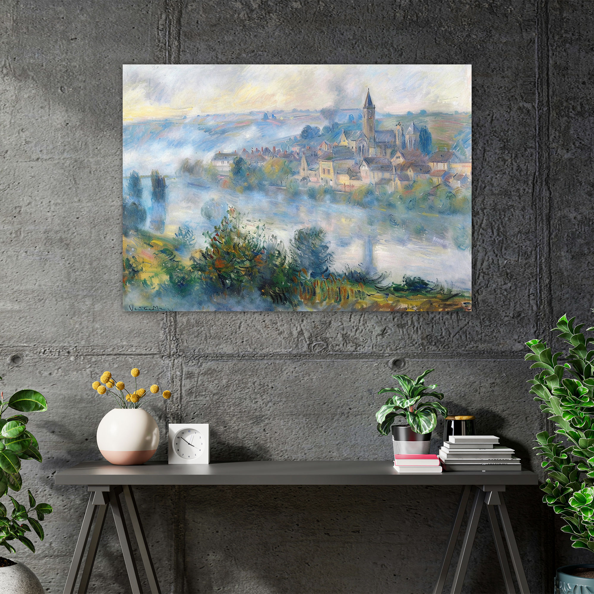 Vetheuil'de Sisli Manzara Claude Monet Kanvas Tablo - Claude Monet Kanvas Tablo Duvar Sanatı