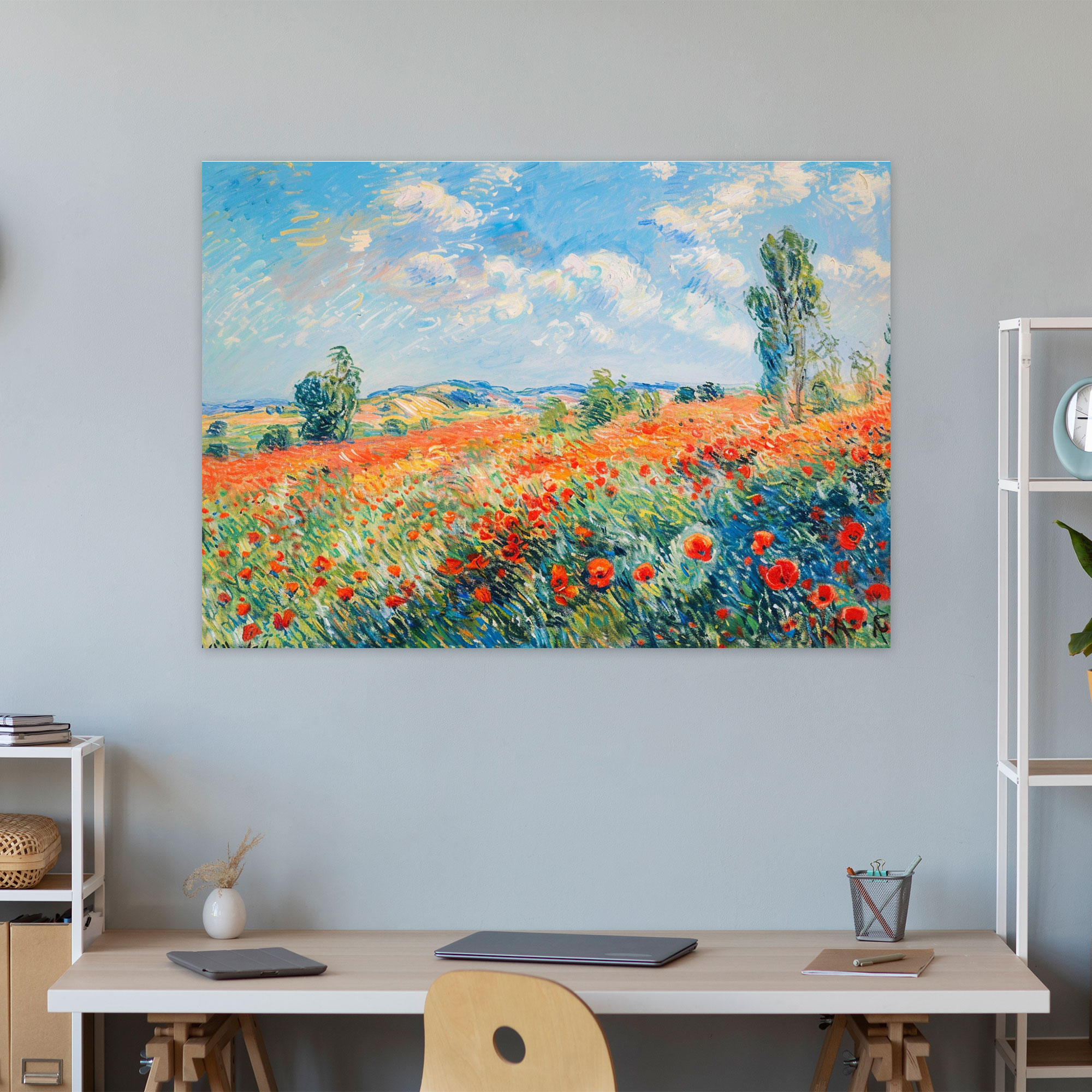 Canlı Gelinciklerle Dolu Canlı Çayır Tablosu - Claude Monet Ev Dekorasyonu ve Duvar Sanatı