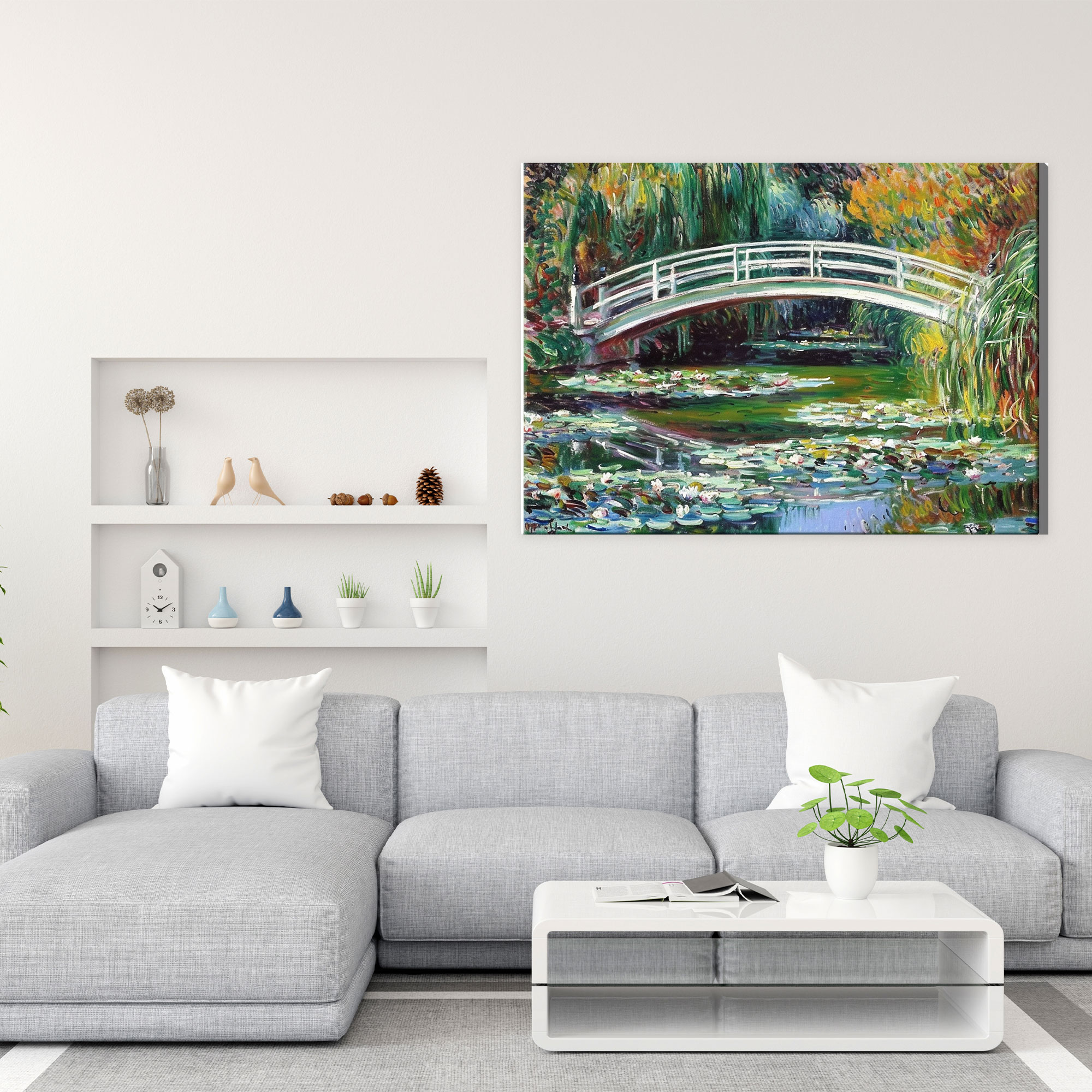 Serene Bridge Over A Pond Of Water Lilies Claude Monet Canvas Print - Claude Monet, Wall Art, Wall Decoration, Canvas Wall Art