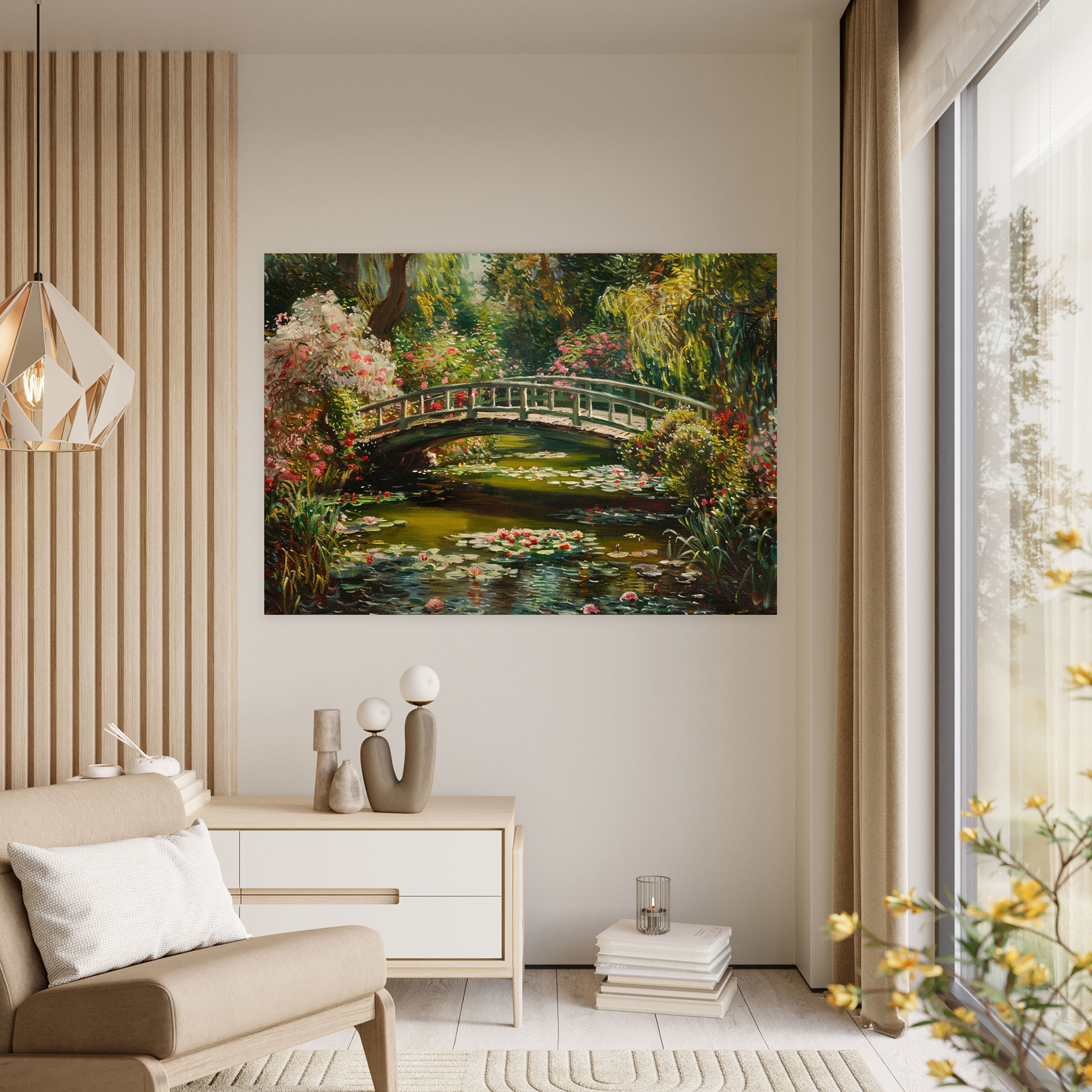 Enchanting Garden With A Wooden Bridge Claude Monet Wall Decoration - Claude Monet, Claude Monet, Wall Art, Canvas Wall Art