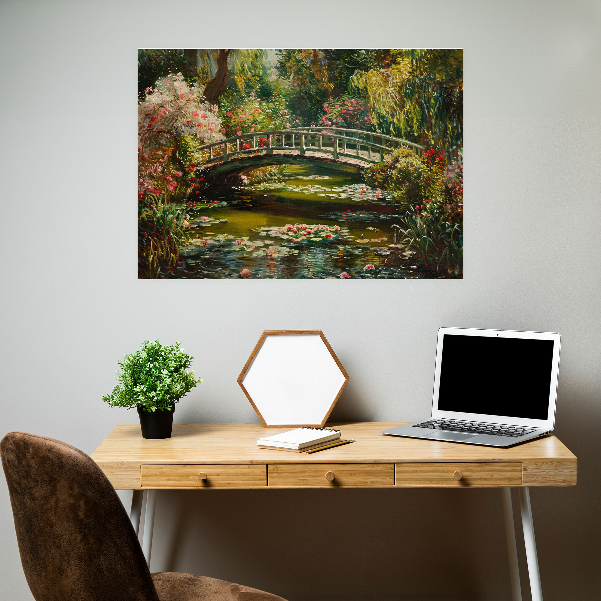 Enchanting Garden With A Wooden Bridge Claude Monet Wall Decoration - Claude Monet, Claude Monet, Wall Art, Canvas Wall Art