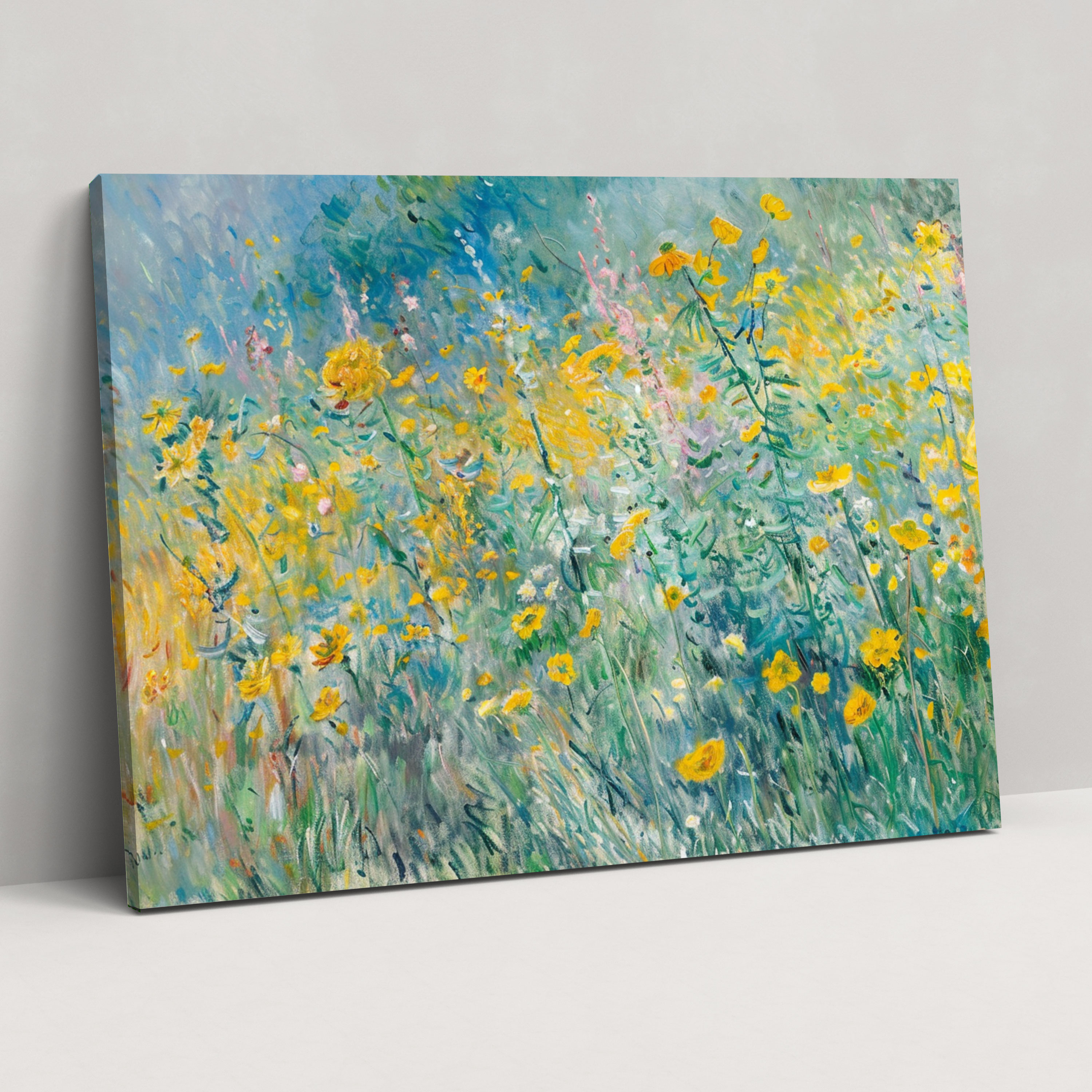 Sunlit Field Of Yellow Flowers Claude Monet Canvas Print - Claude Monet, Canvas, Wall Decoration, Canvas Print