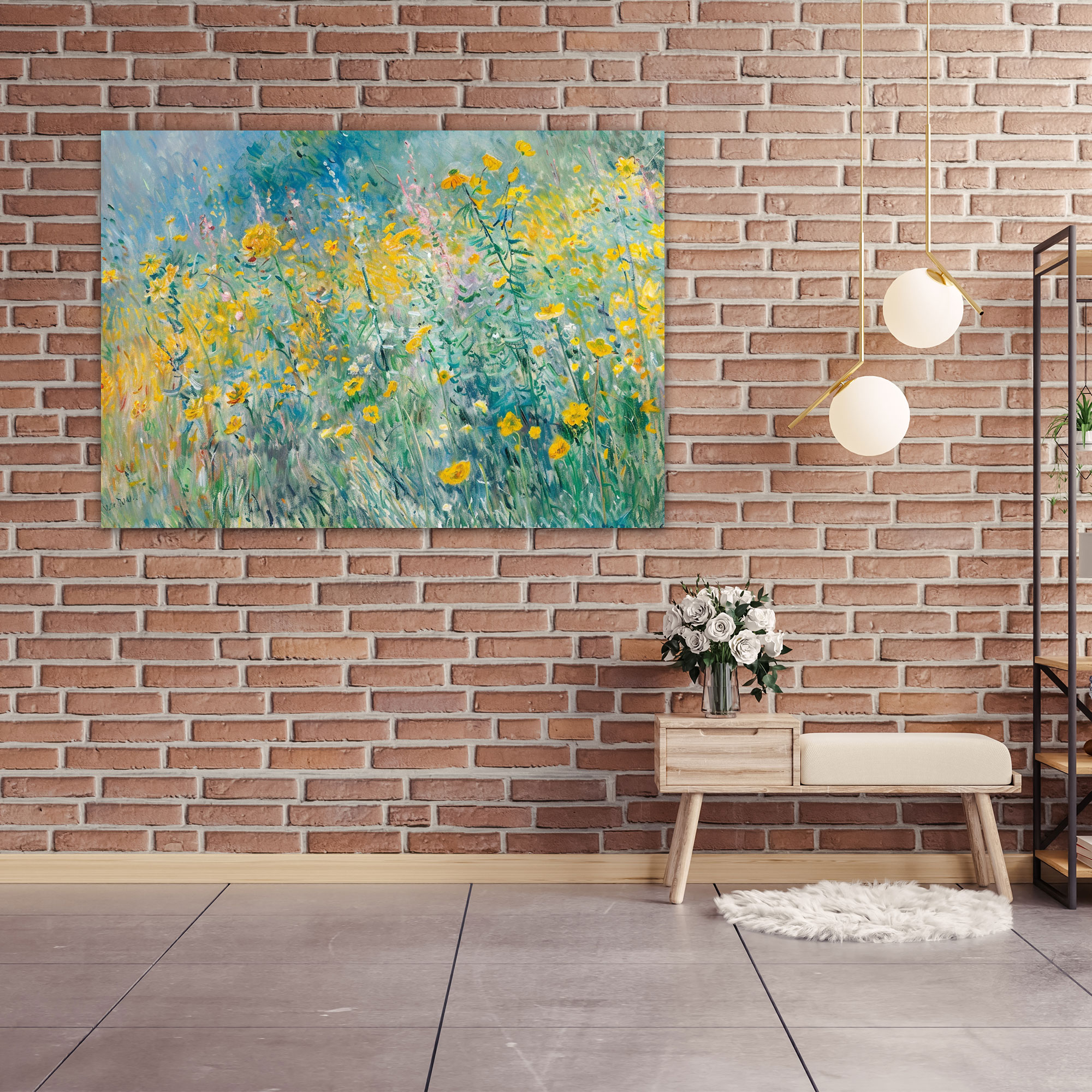 Sunlit Field Of Yellow Flowers Claude Monet Canvas Print - Claude Monet, Canvas, Wall Decoration, Canvas Print
