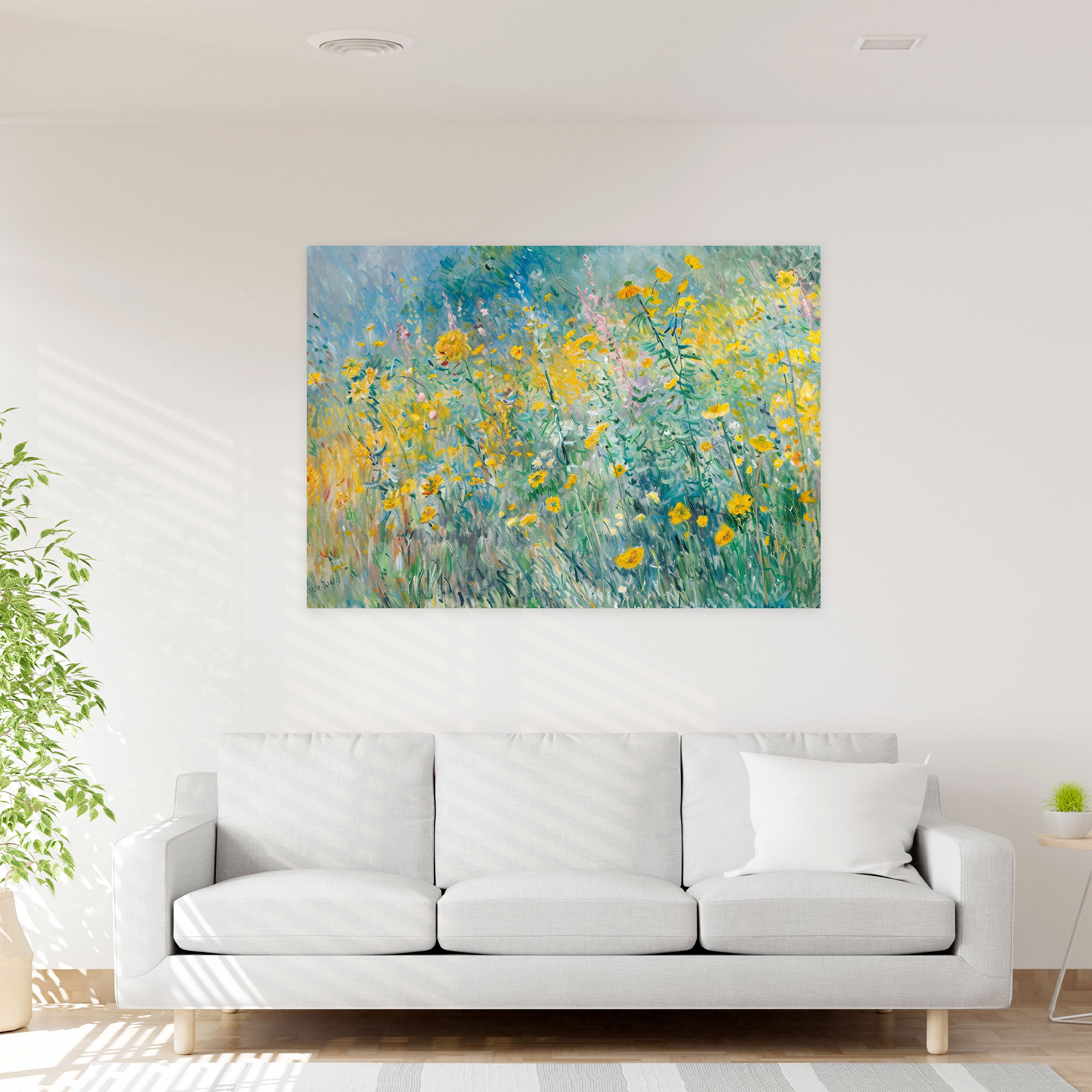 Sunlit Field Of Yellow Flowers Claude Monet Canvas Print - Claude Monet, Canvas, Wall Decoration, Canvas Print