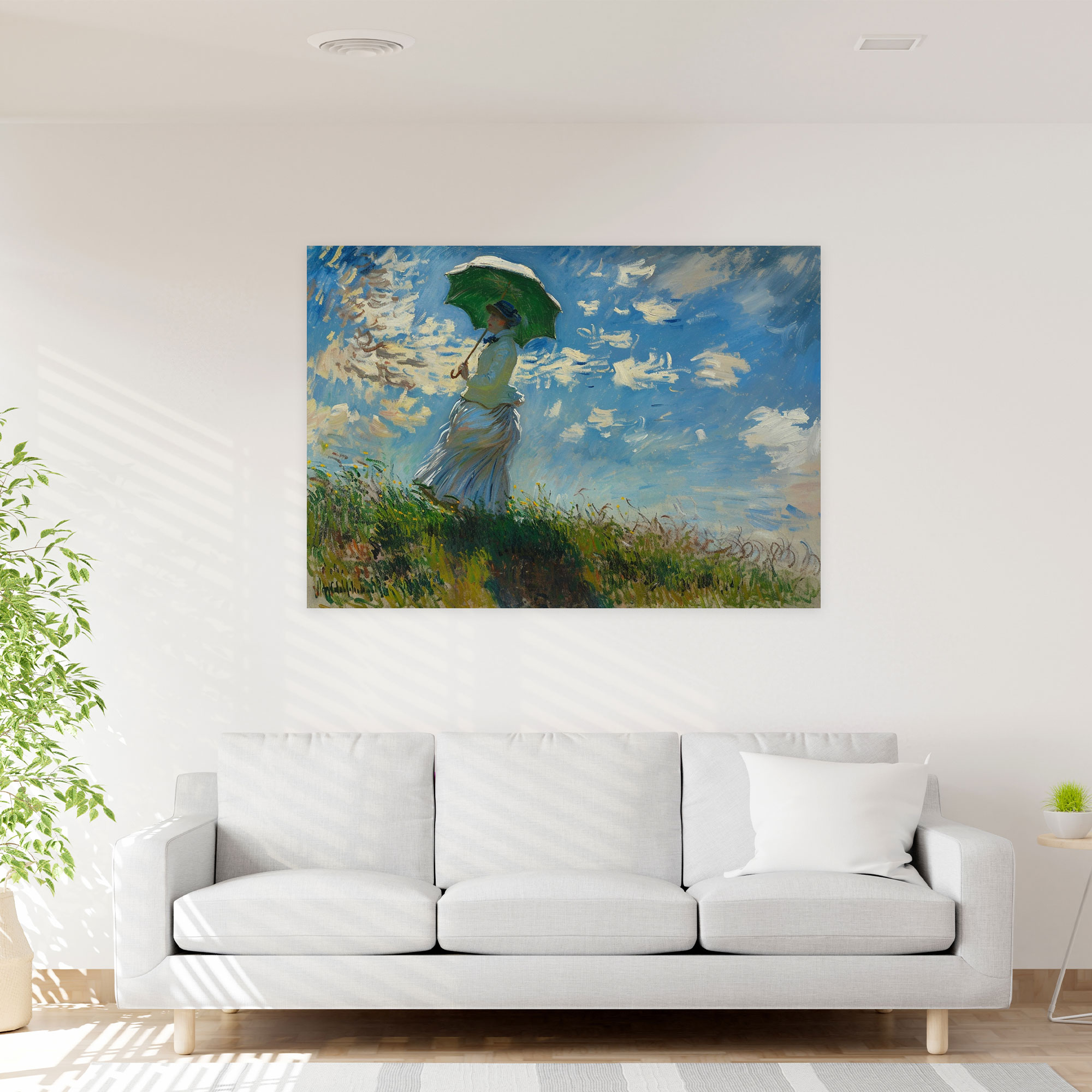 Kadın Şemsiye ile Claude Monet Duvar Dekorasyonu - Kanvas Tablo Sanatı