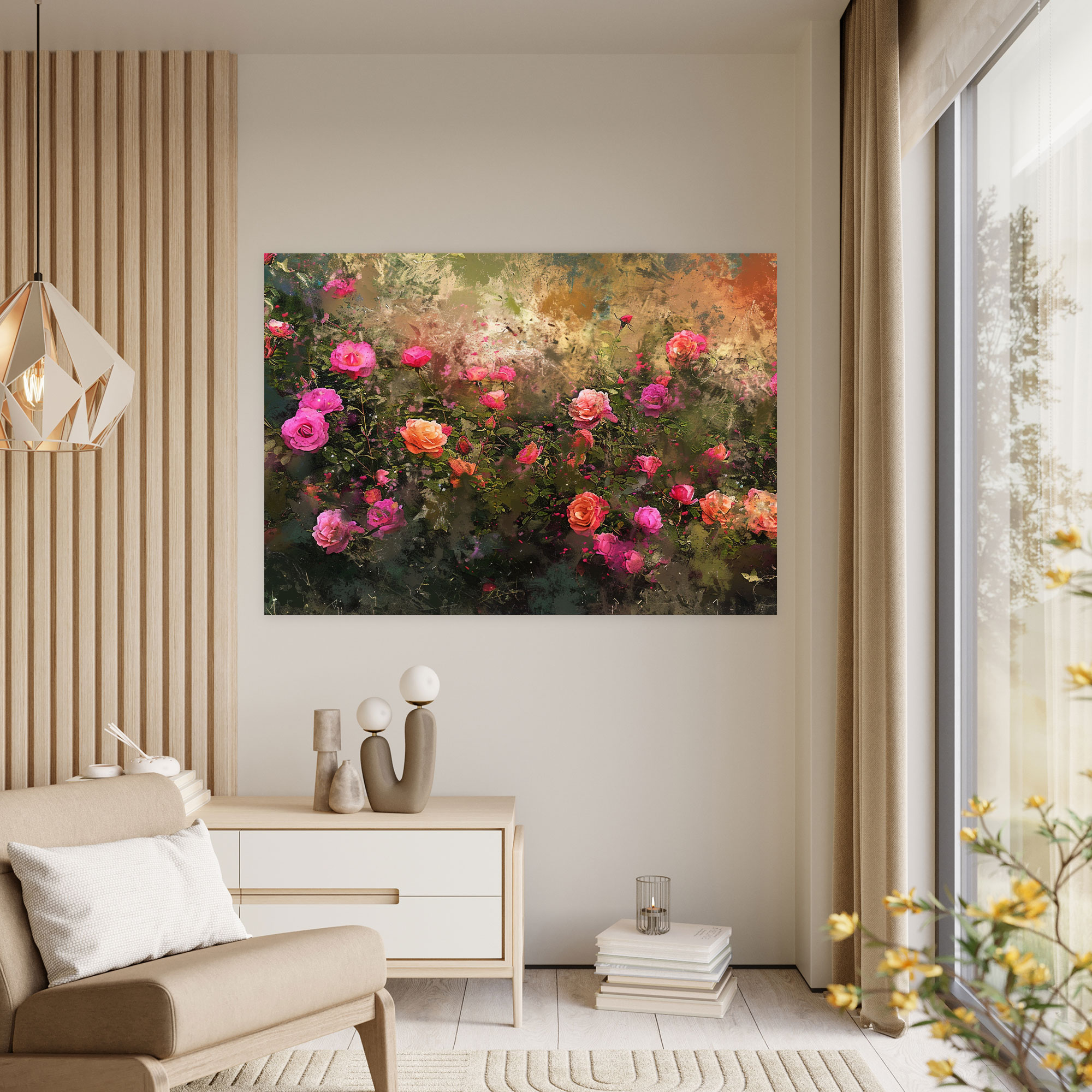 Parlayan Gül Bahçesi Claude Monet Duvar Sanatı - Claude Monet Ev Dekorasyonu Duvar Sanatı