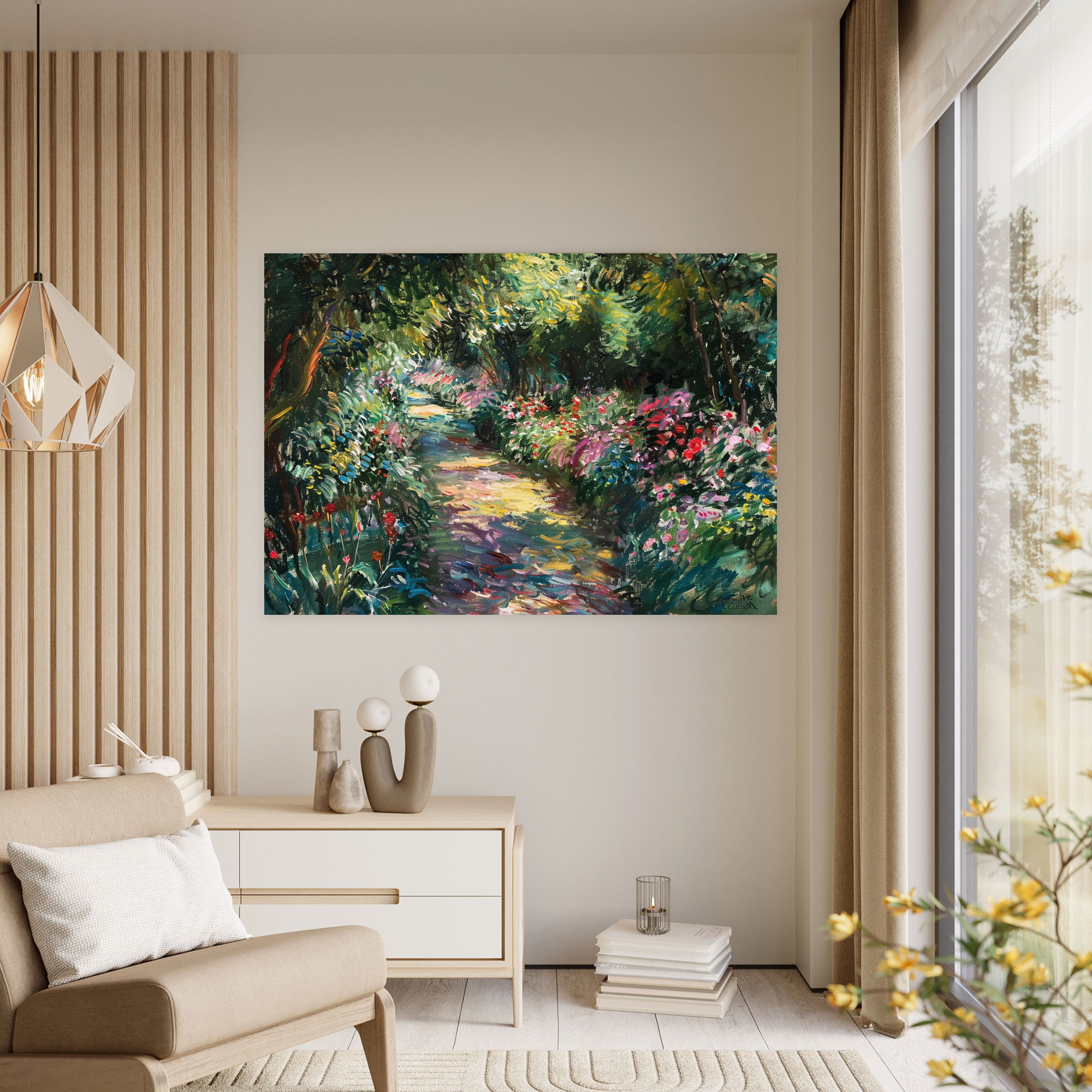 The Artist's Garden At Giverny Wall Decoration - Claude Monet, Claude Monet, Canvas, Wall Decoration