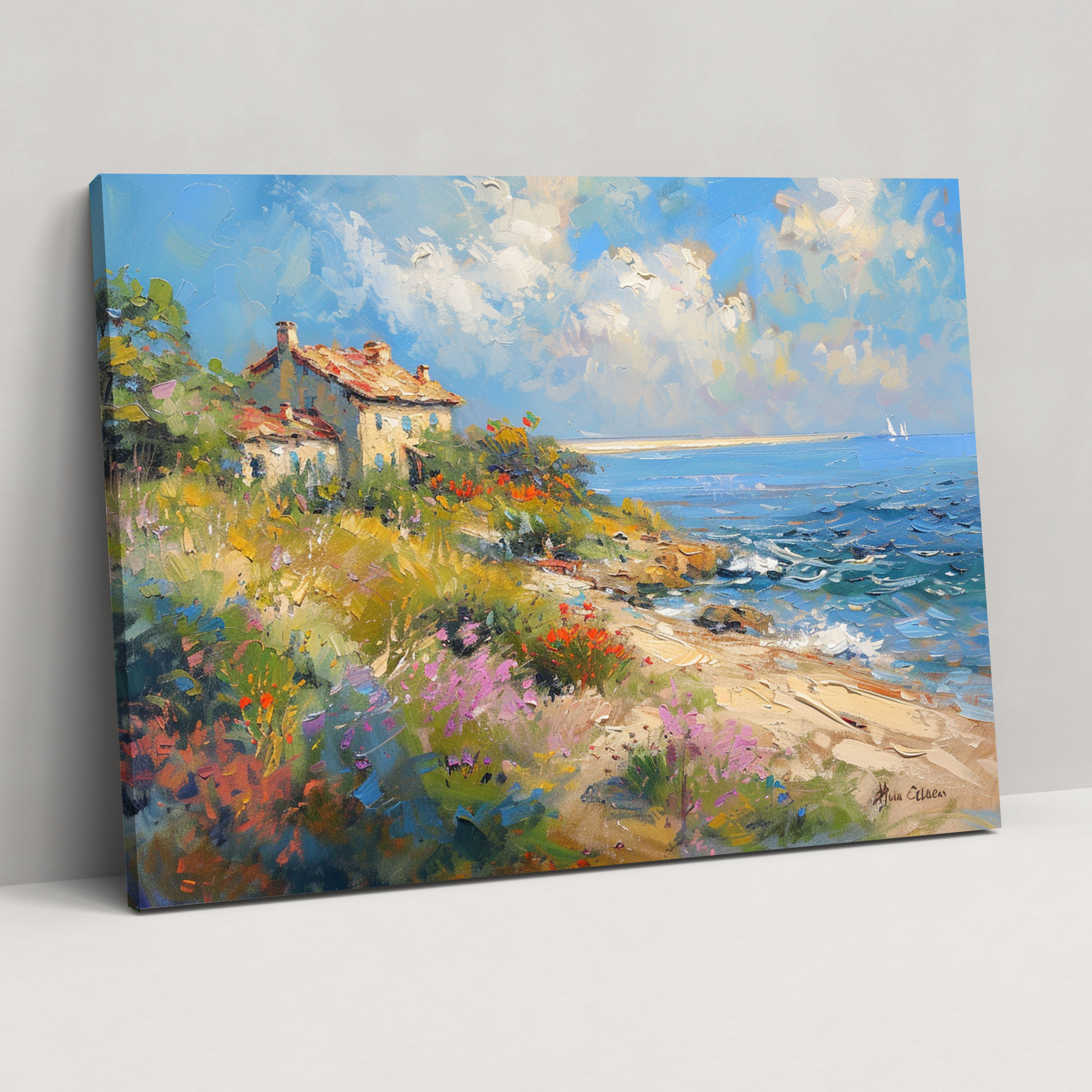Kıyı Manzaralı Monet Duvar Dekorasyonu - Claude Monet Ev Dekorasyonu Duvar Dekorasyonu Kanvas Tablo