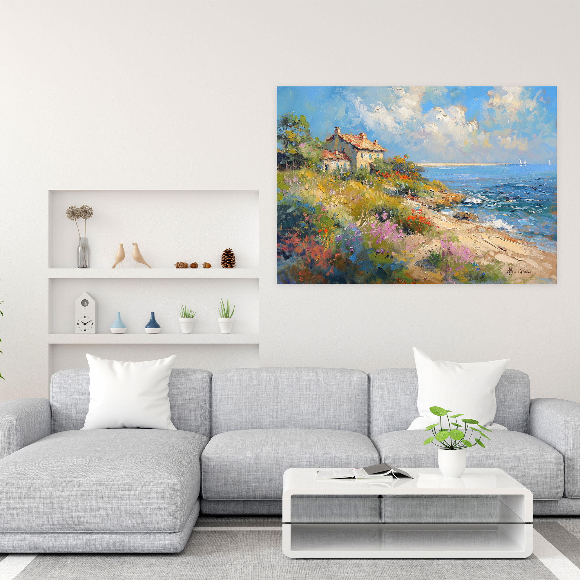 Kıyı Manzaralı Monet Duvar Dekorasyonu - Claude Monet Ev Dekorasyonu Duvar Dekorasyonu Kanvas Tablo