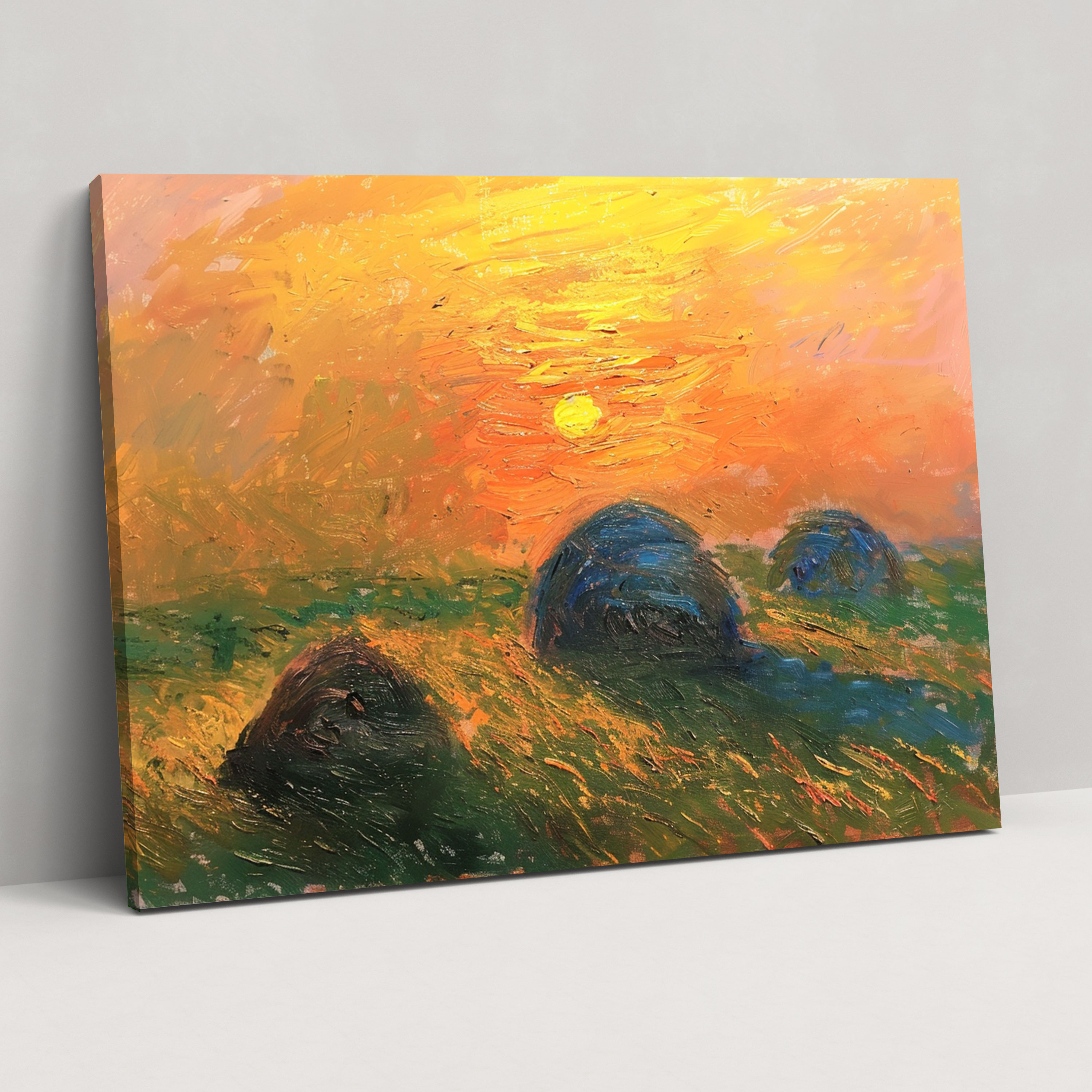 Golden Hour Haystacks Canvas Print - Claude Monet, Home Decoration, Canvas Print, Canvas Wall Art