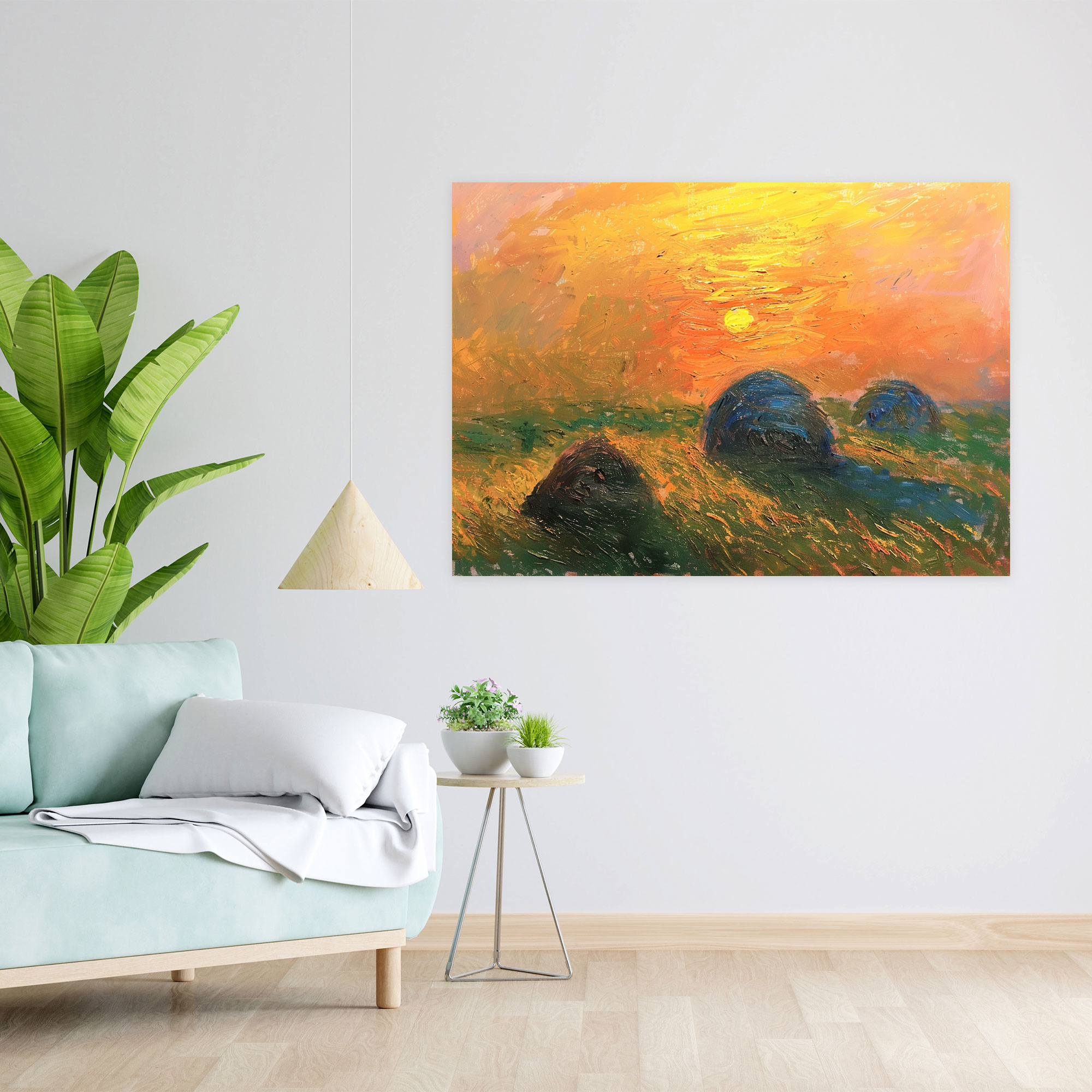 Golden Hour Haystacks Canvas Print - Claude Monet, Home Decoration, Canvas Print, Canvas Wall Art