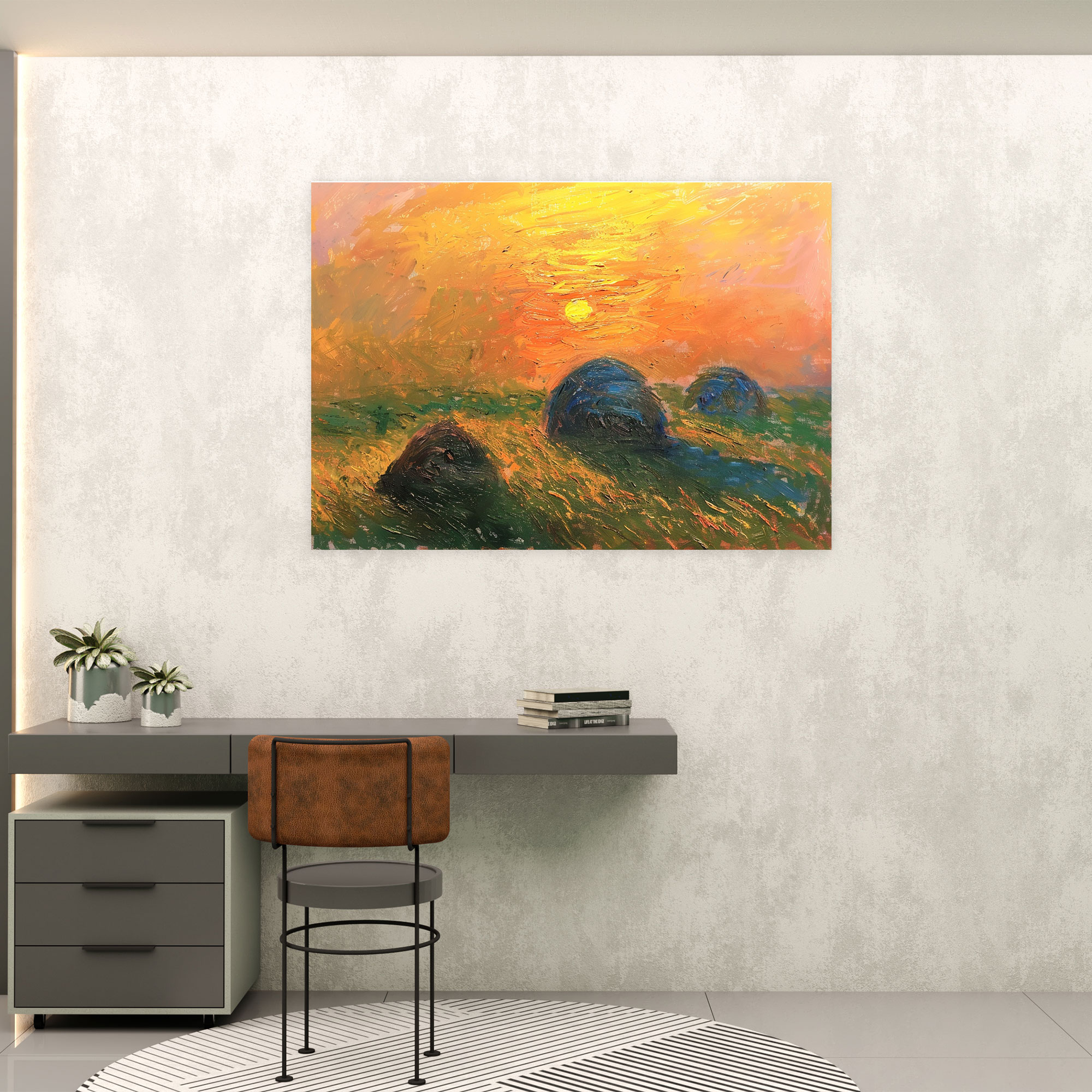 Golden Hour Haystacks Canvas Print - Claude Monet, Home Decoration, Canvas Print, Canvas Wall Art