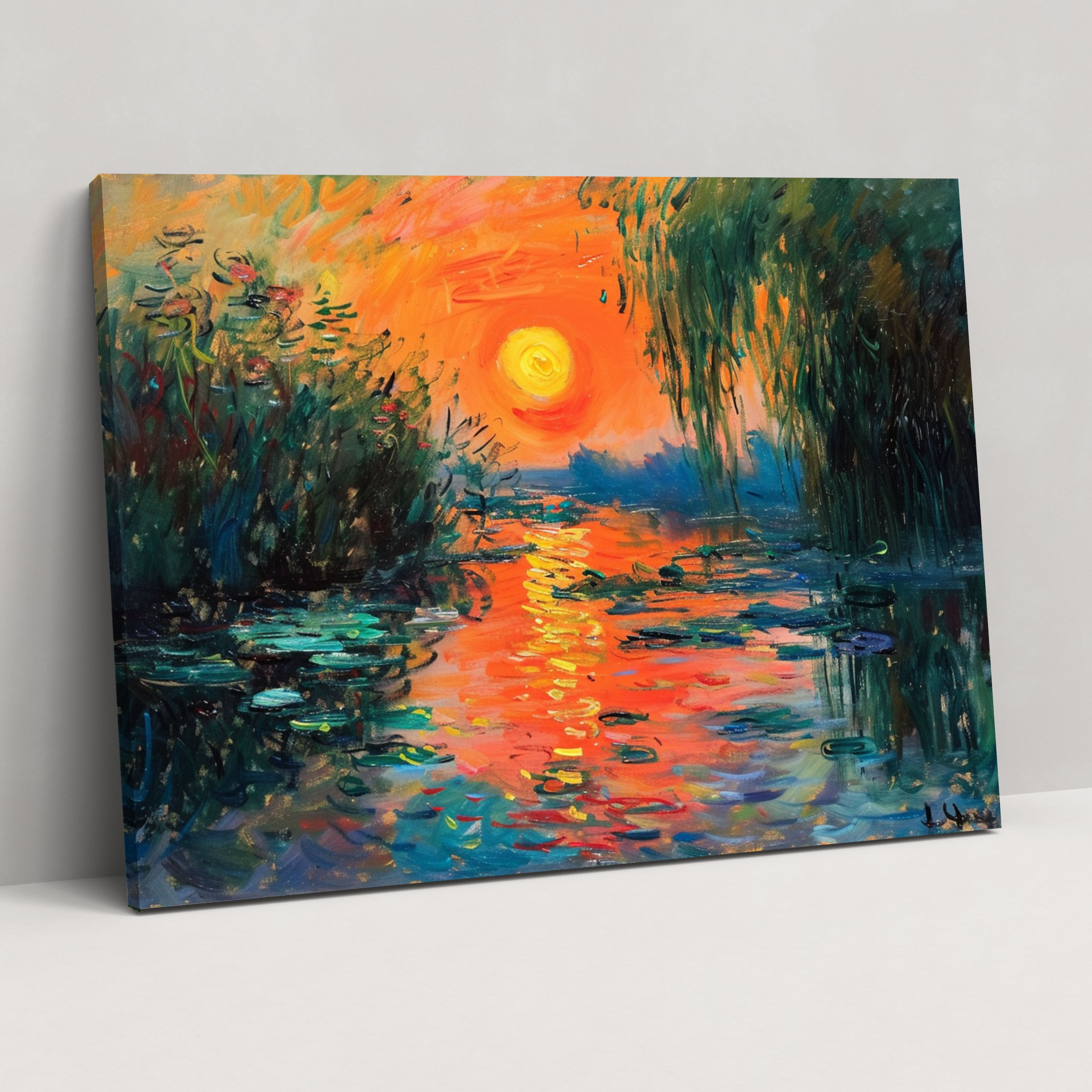 Claude Monet'in Canlı Güneşin Doğuşu Duvar Sanatı - Claude Monet Duvar Sanatı Kanvas Tablo
