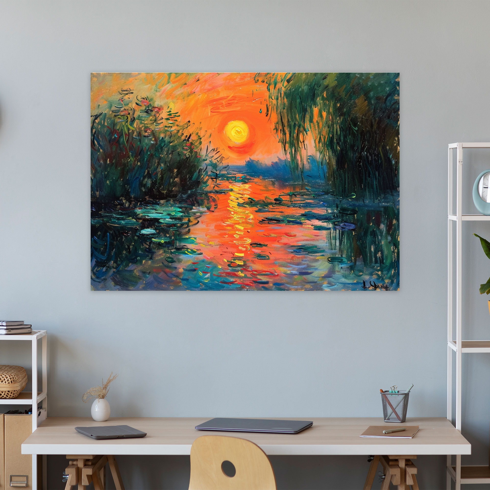 Claude Monet'in Canlı Güneşin Doğuşu Duvar Sanatı - Claude Monet Duvar Sanatı Kanvas Tablo