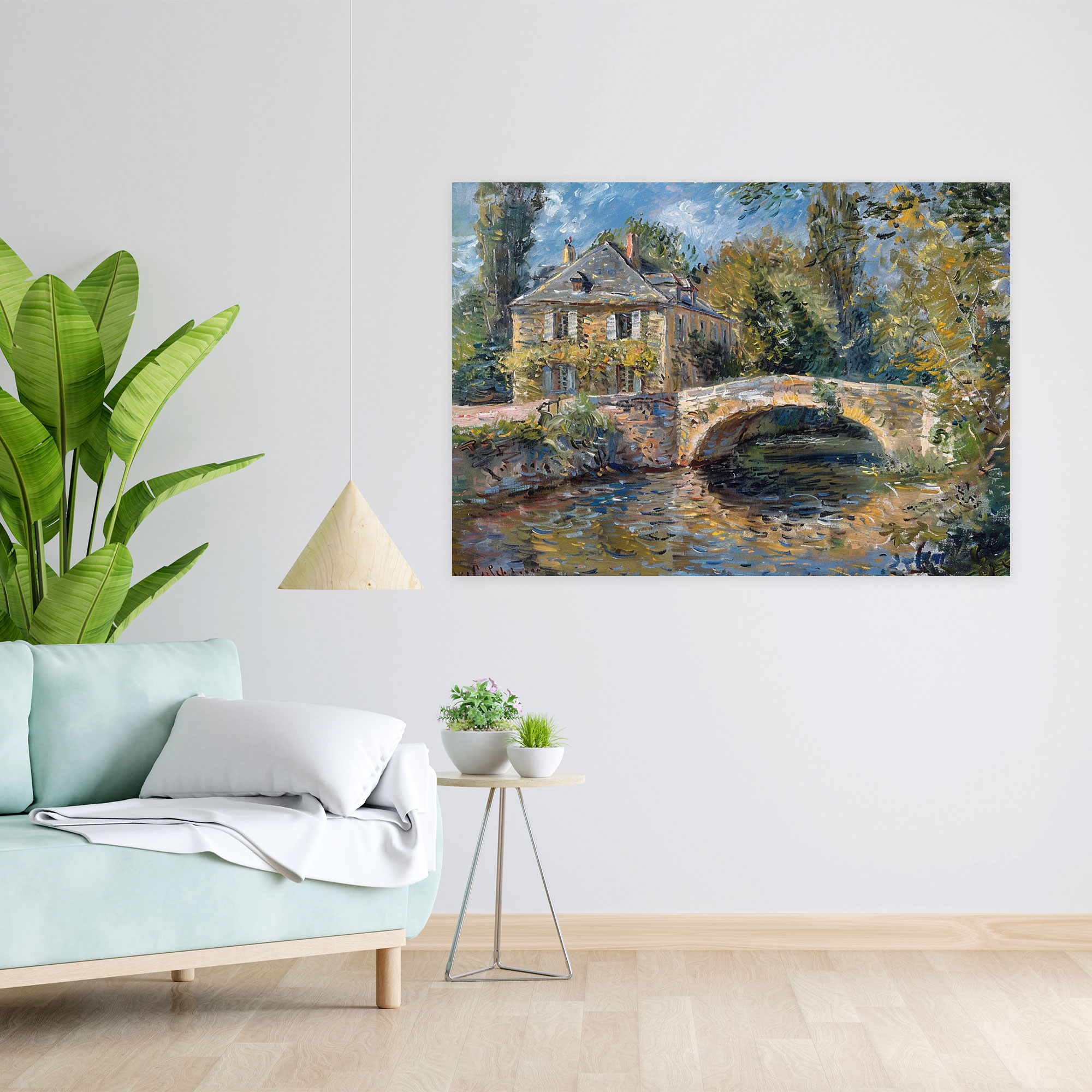 Claude Monet Village Bridge Canvas Print - Claude Monet, Claude Monet, Wall Art, Canvas Wall Art