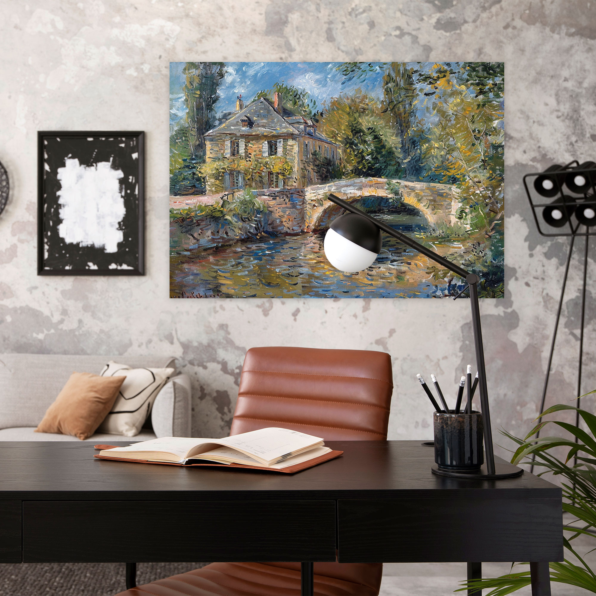 Claude Monet Village Bridge Canvas Print - Claude Monet, Claude Monet, Wall Art, Canvas Wall Art