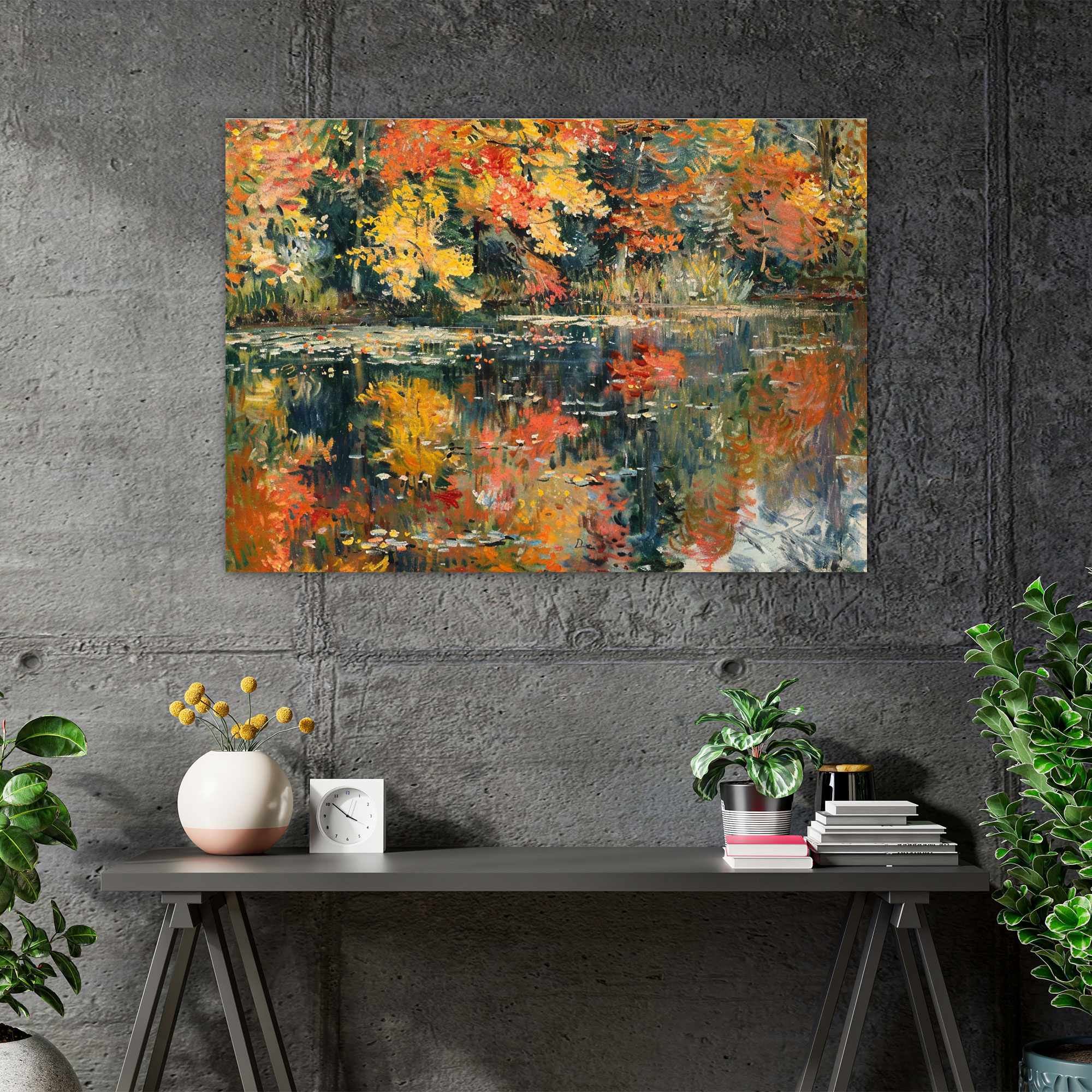 Claude Monet Autumn Lake Wall Art - Claude Monet, Wall Decoration, Canvas, Home Decoration