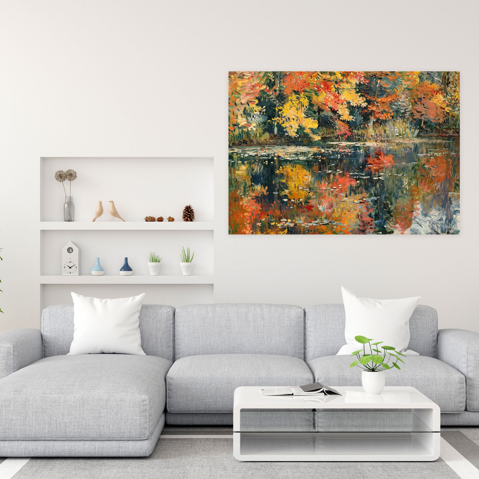 Claude Monet Autumn Lake Wall Art - Claude Monet, Wall Decoration, Canvas, Home Decoration