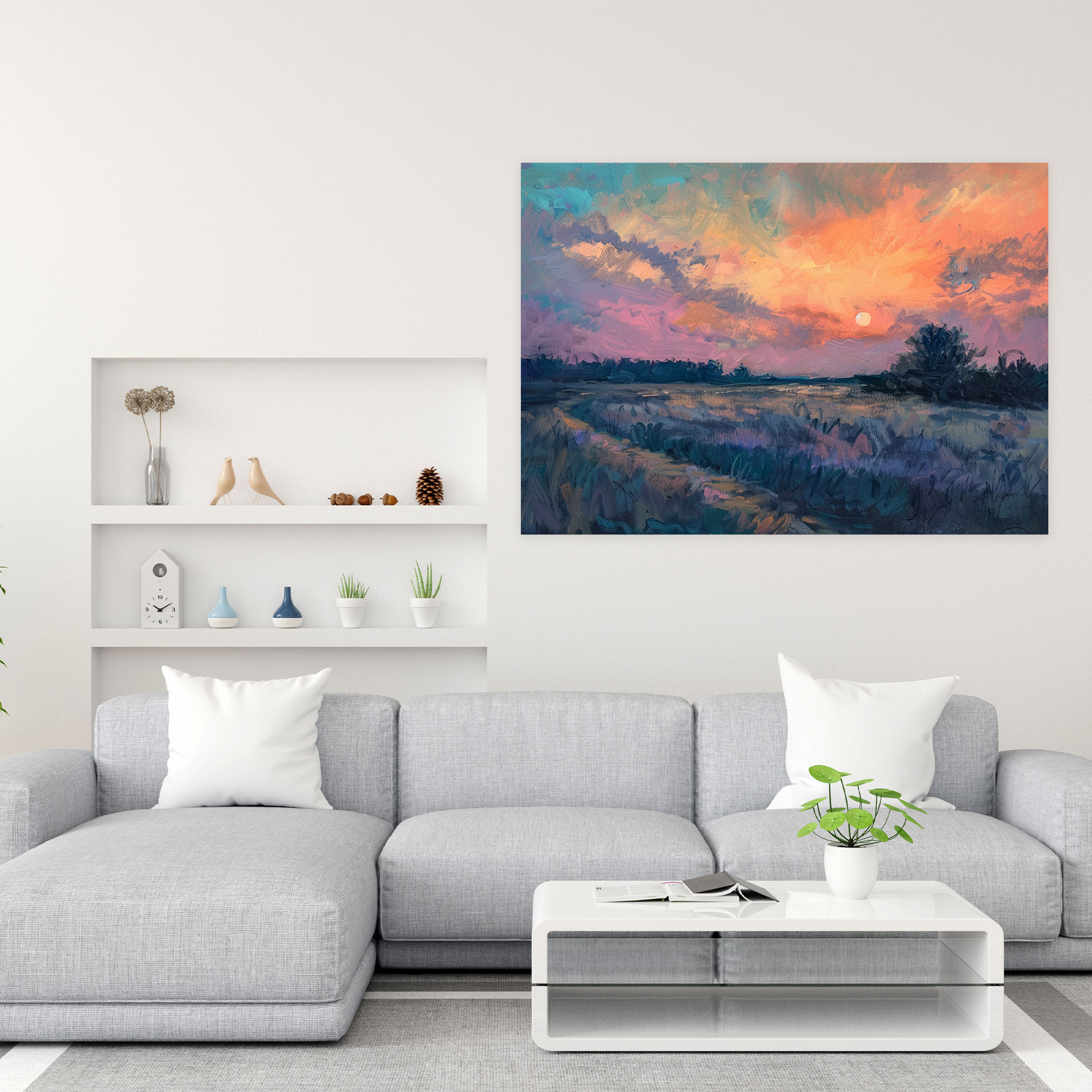 Claude Monet Wall Art - Sunset Countryside Canvas Print - Claude Monet, Claude Monet, Canvas Print, Wall Decoration