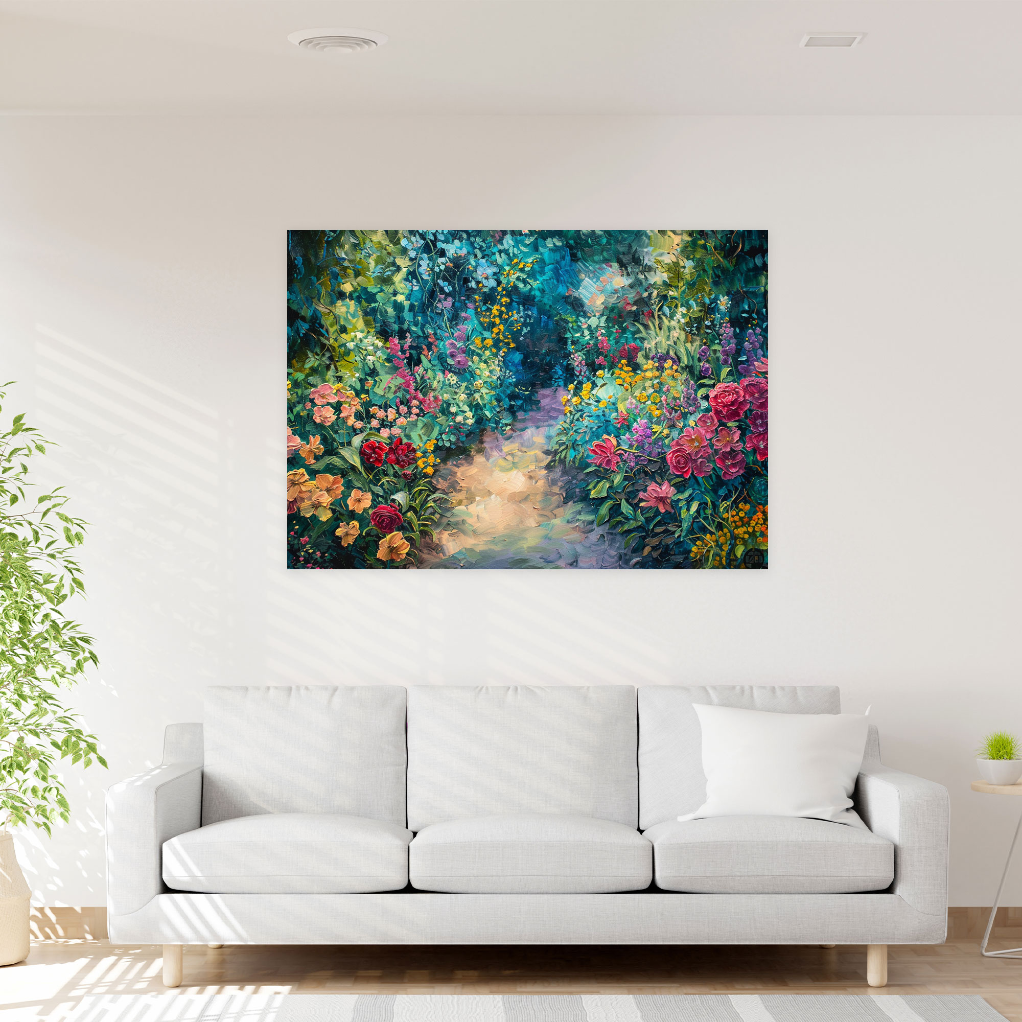 Claude Monet Kanvas Tablo - Canlı Çiçek Bahçesi Duvar Süsü - Ev Dekorasyonu Kanvas Duvar Sanatı