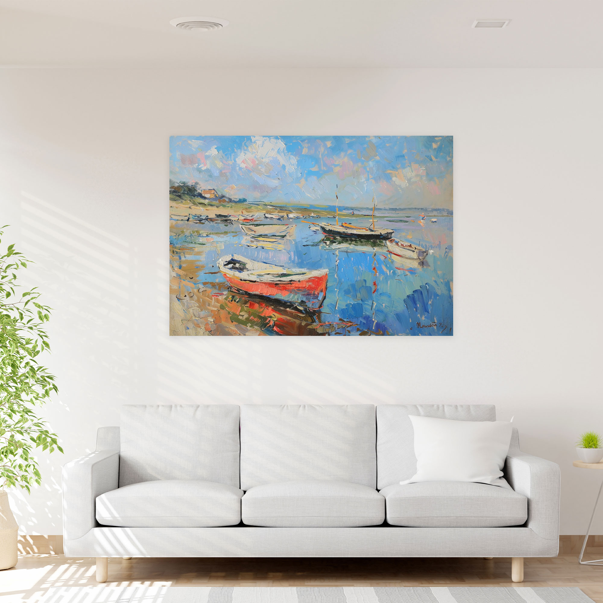Claude Monet Deniz Tekneleri Kanvas Tablo Dekorasyonu - Ev Dekorasyonu