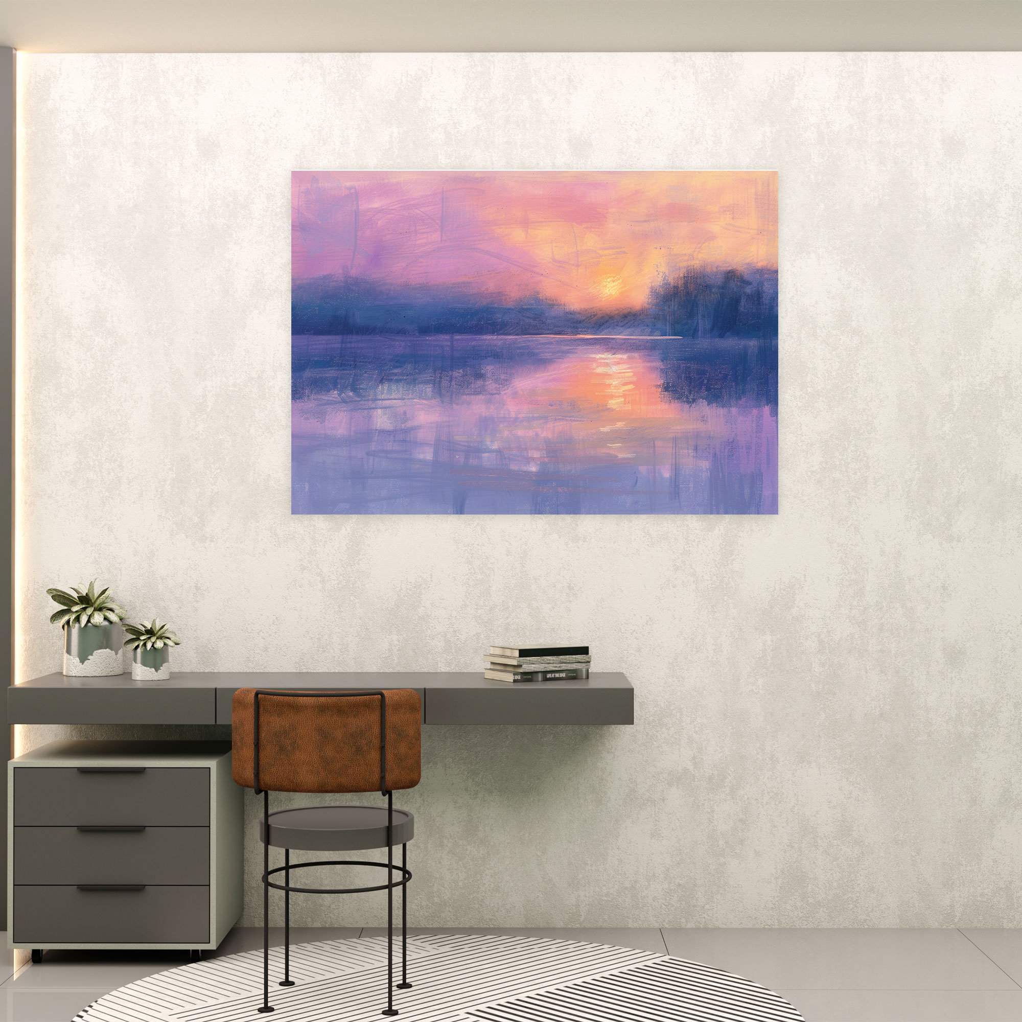 Claude Monet Wall Art - Pastel Lake Sunset Canvas Print - Claude Monet, Canvas, Canvas Wall Art, Wall Art