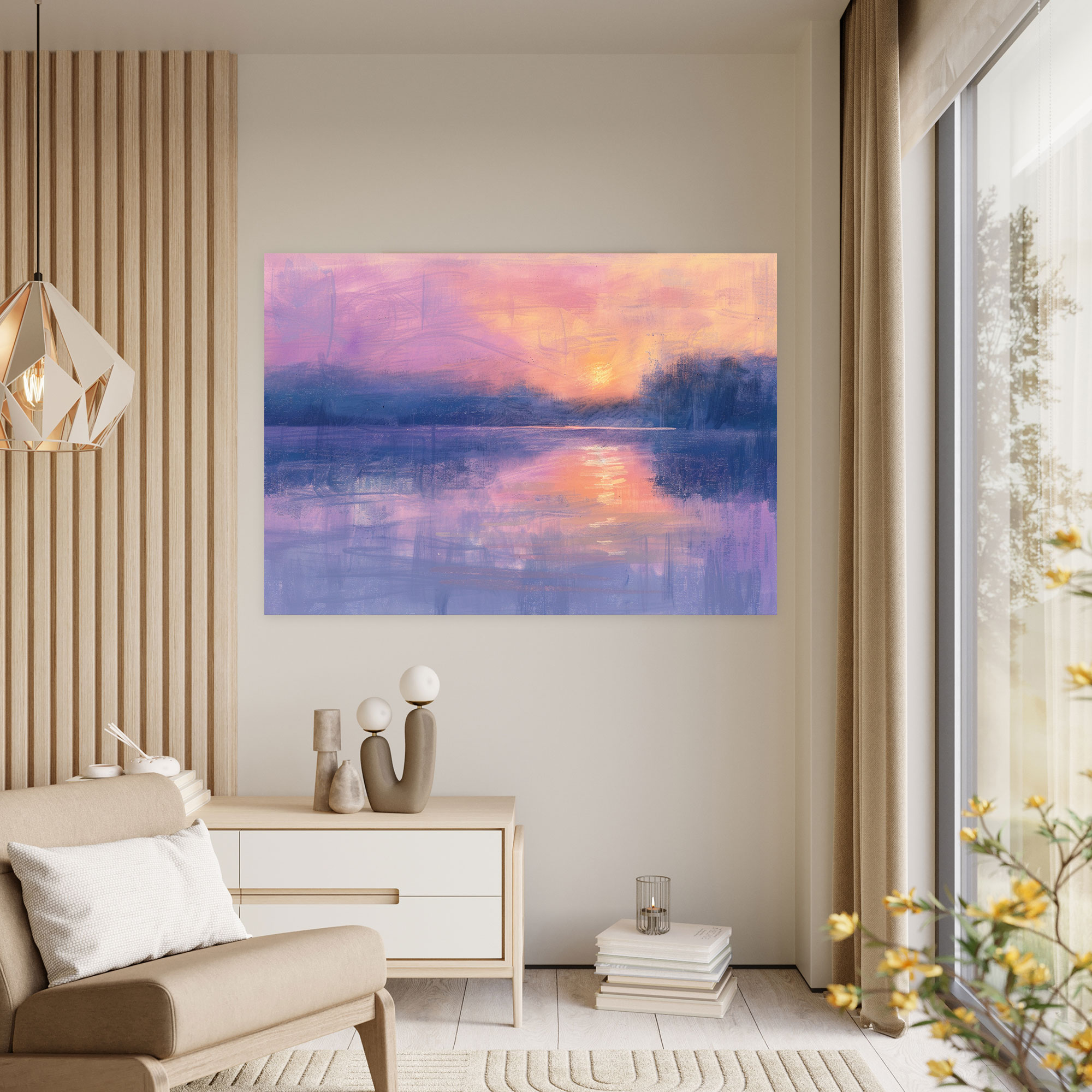 Claude Monet Wall Art - Pastel Lake Sunset Canvas Print - Claude Monet, Canvas, Canvas Wall Art, Wall Art