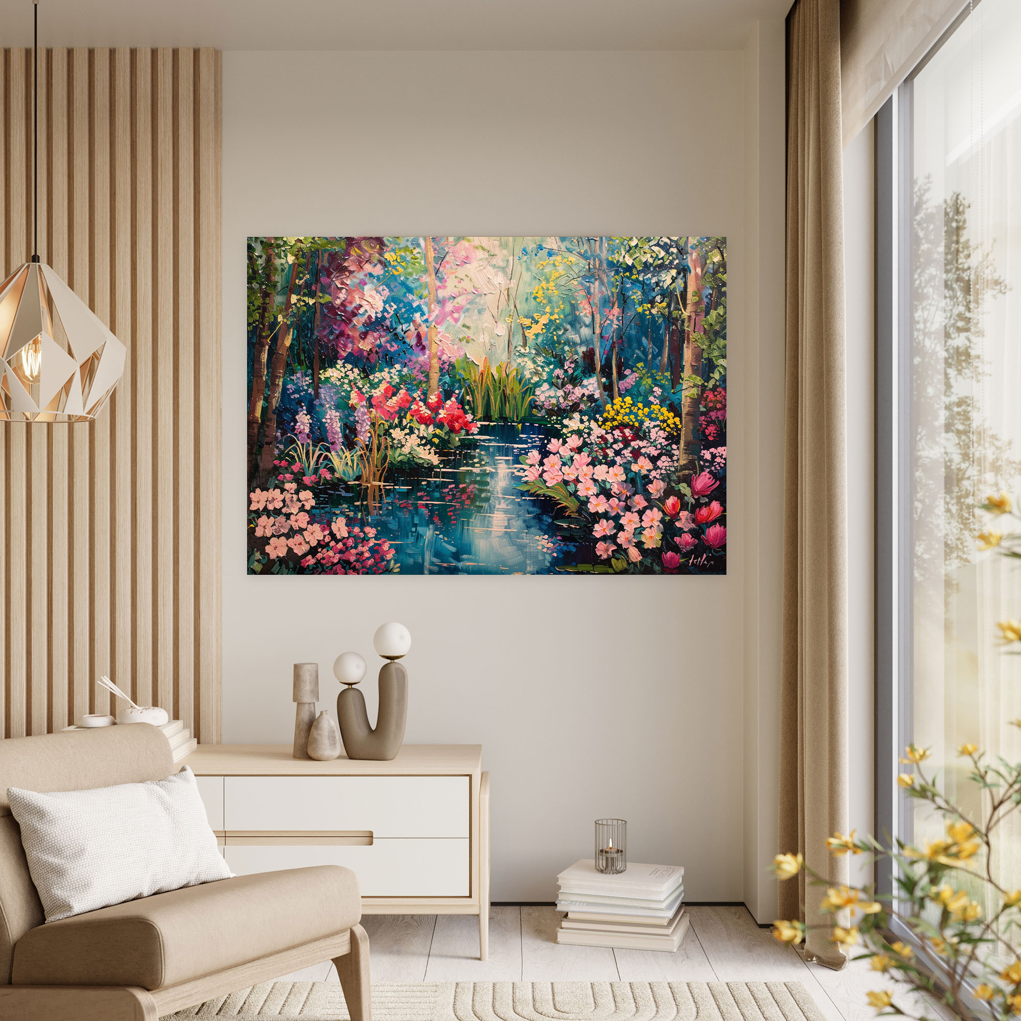 Claude Monet'in Renkli Bahçe Çiçekleri Kanvas Tablosu - Duvar Dekorasyonu