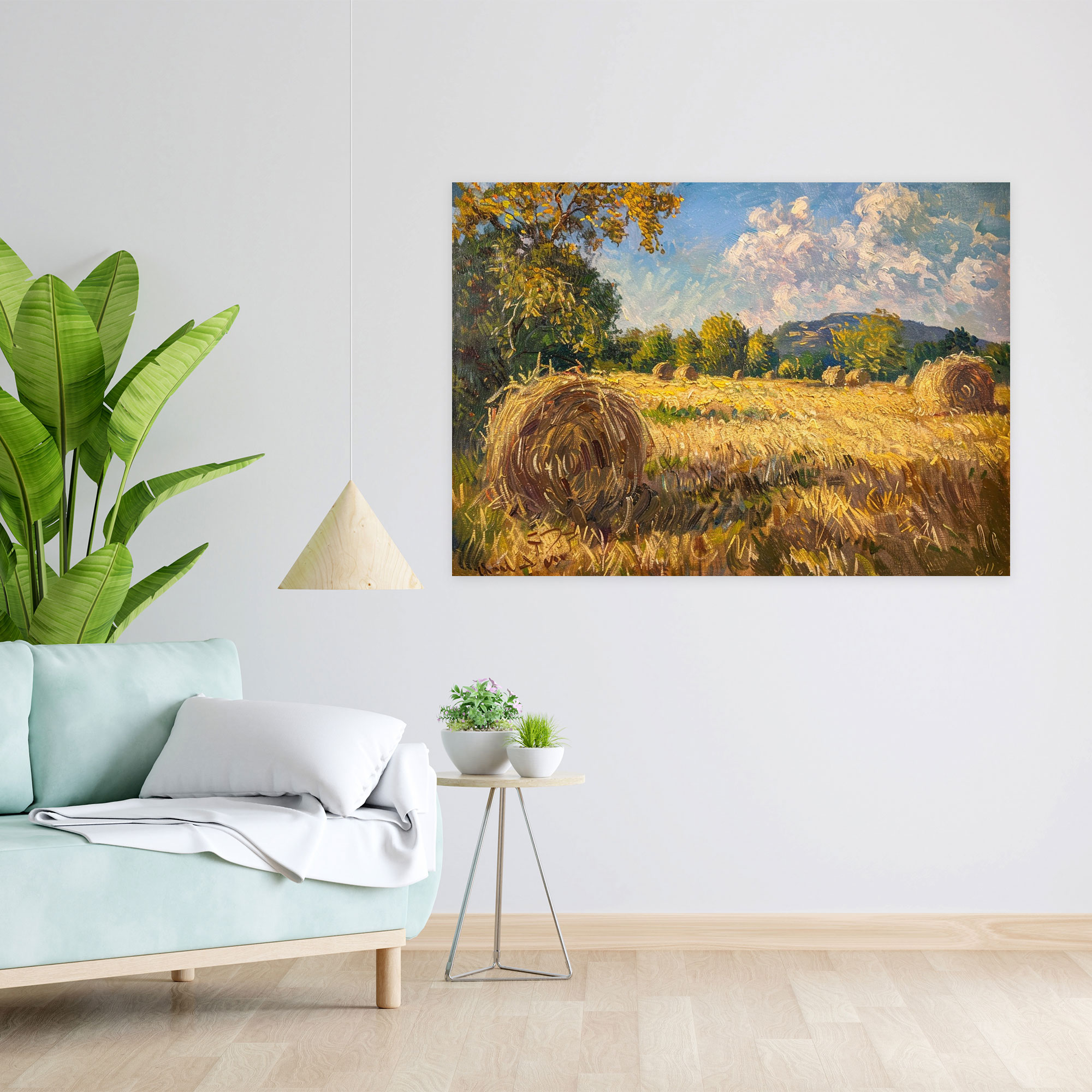 Tarla Manzaralı Samanlık Tablo Sanatı - Claude Monet Ev Dekorasyonu Kanvas Tablo Sanatı