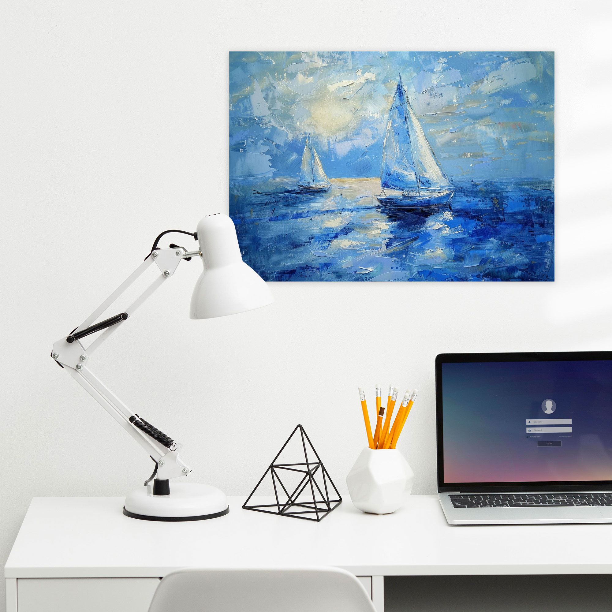 Denizde Yelkenliler Duvar Süsü - Claude Monet Kanvas Tablo Sanatı Claude Monet Resmi