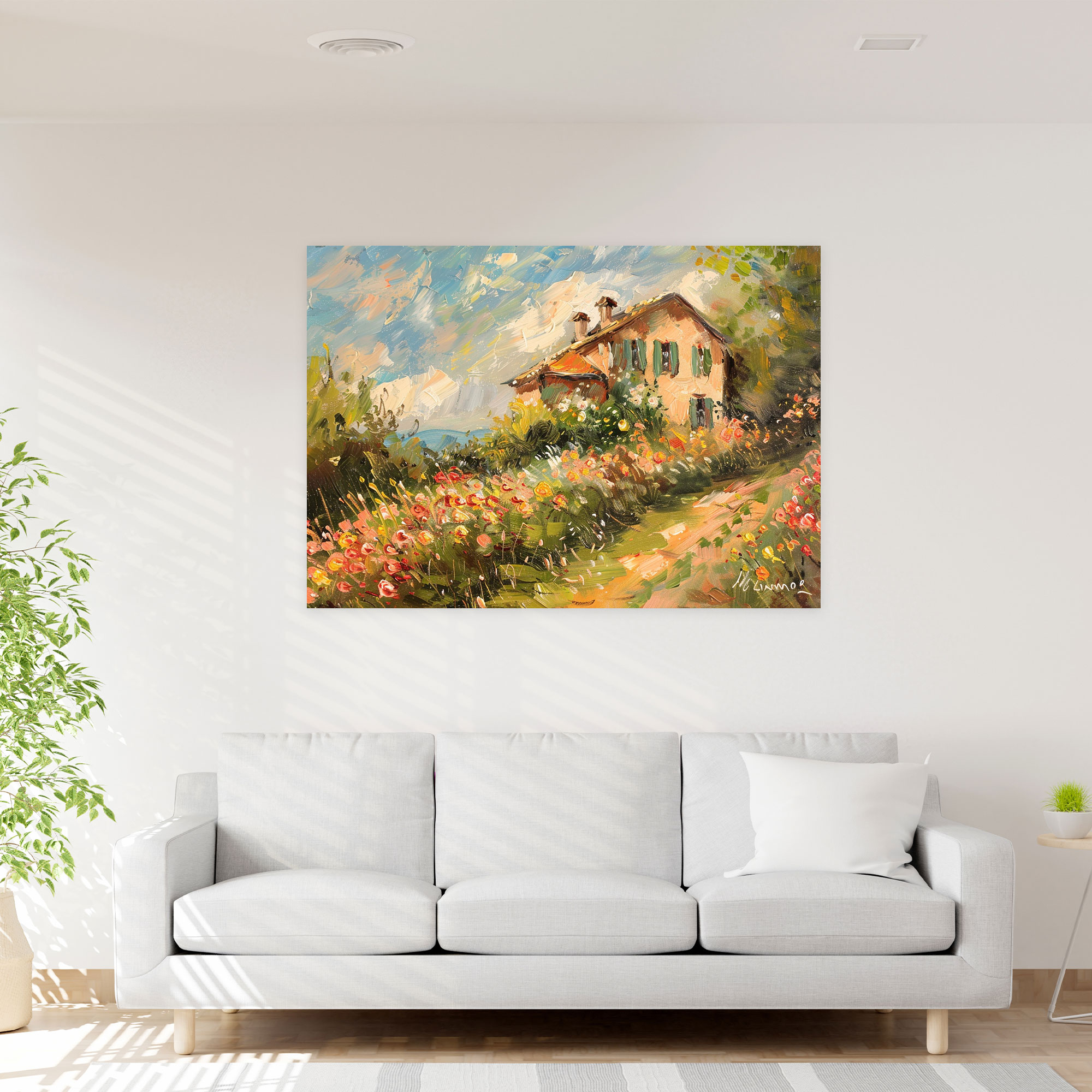 Farmhouse Blooms Claude Monet Canvas Print - Claude Monet, Canvas Print, Claude Monet, Wall Decoration