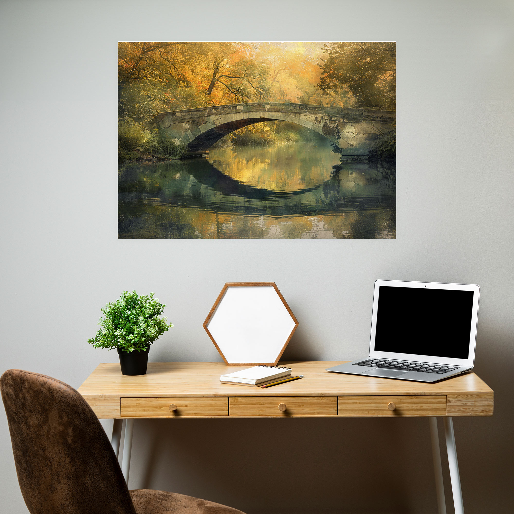 Calm River Bridge Claude Monet Wall Decoration - Claude Monet, Wall Decoration, Home Decoration, Canvas Wall Art