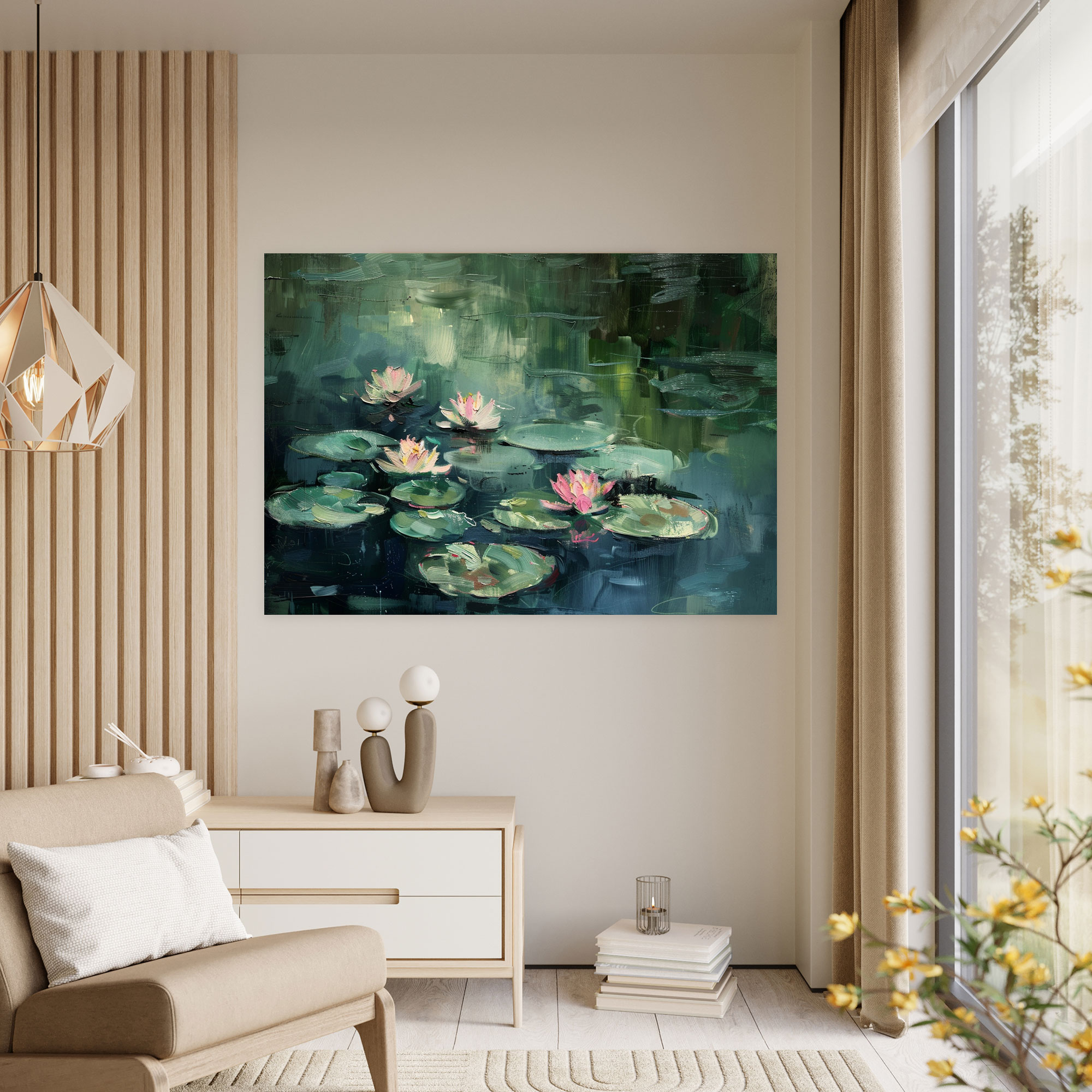 Monet'in Nilüferler Göleti Kanvas Tablo Baskısı - Claude Monet Kanvas Duvar Sanatı Ev Dekorasyonu