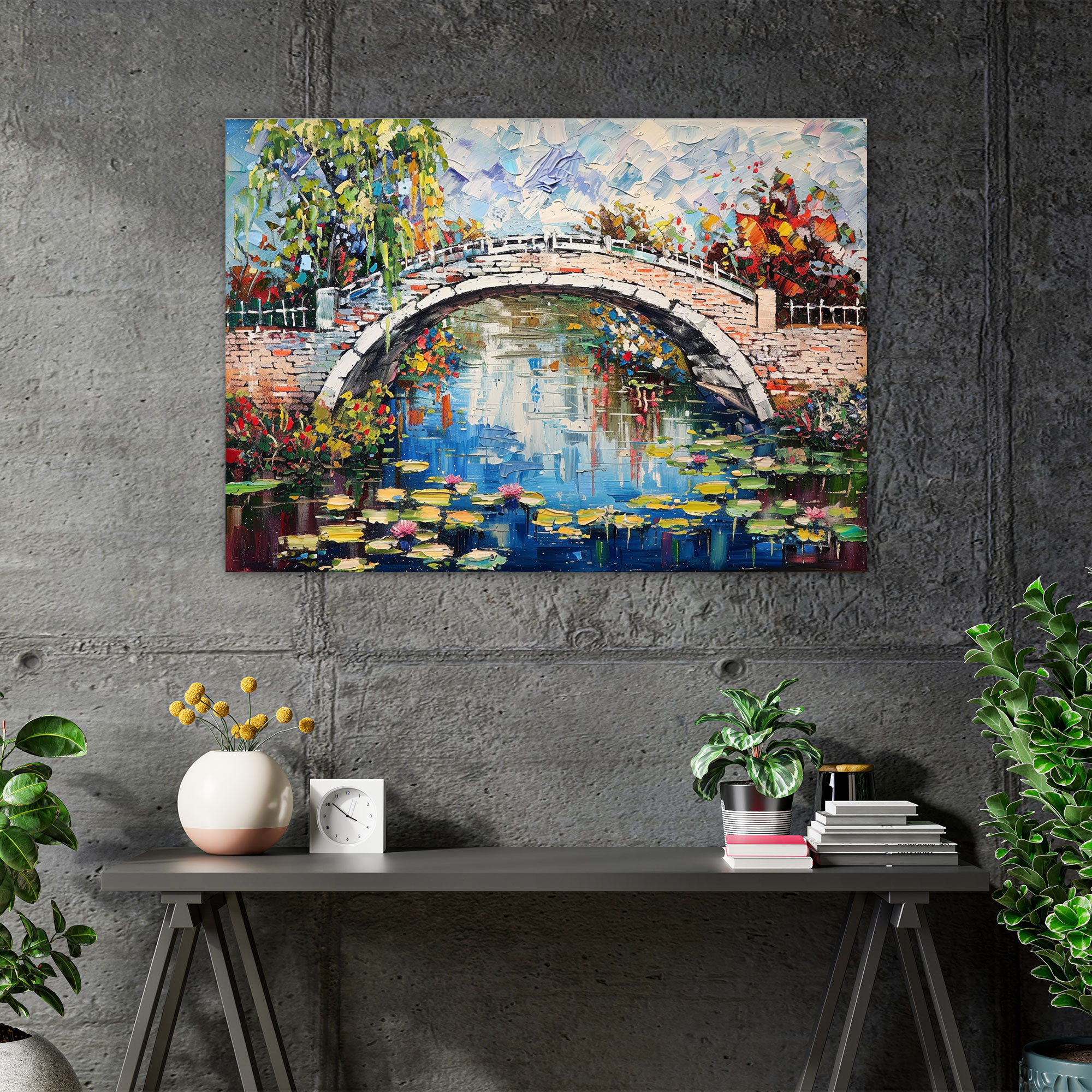 Impressionist Claude Monet Bridge Scene Wall Decoration - Claude Monet, Canvas, Home Decoration, Canvas Wall Art