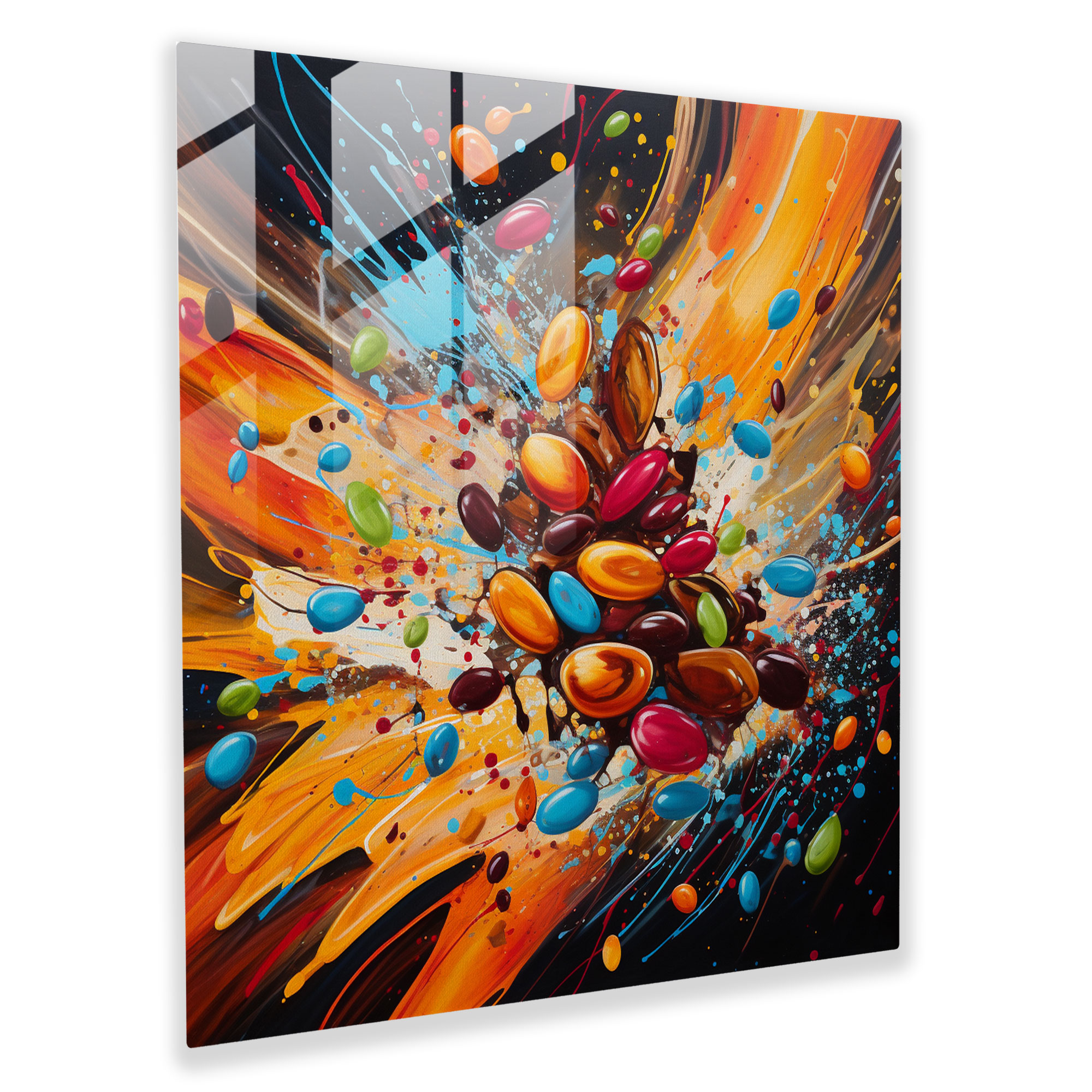 Colorful Coffee Abstract Glass Print - Coffee, Glass Wall Art, Abstract Painting, Vibrant