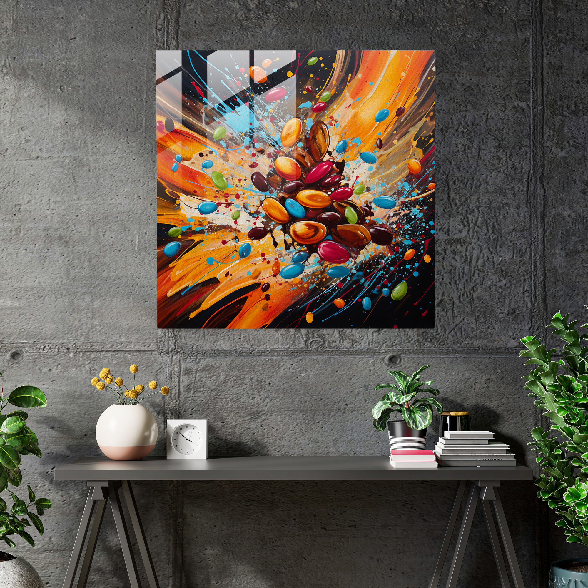 Colorful Coffee Abstract Glass Print - Coffee, Glass Wall Art, Abstract Painting, Vibrant