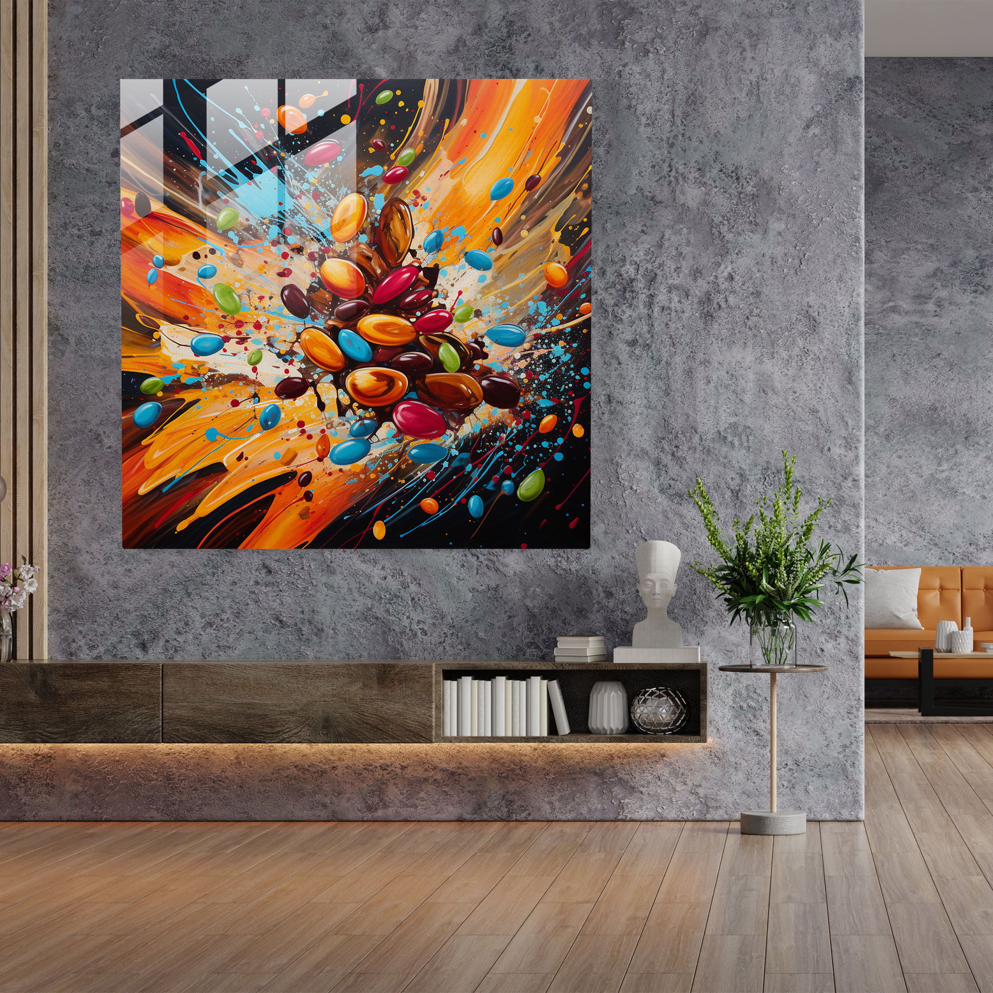 Colorful Coffee Abstract Glass Print - Coffee, Glass Wall Art, Abstract Painting, Vibrant