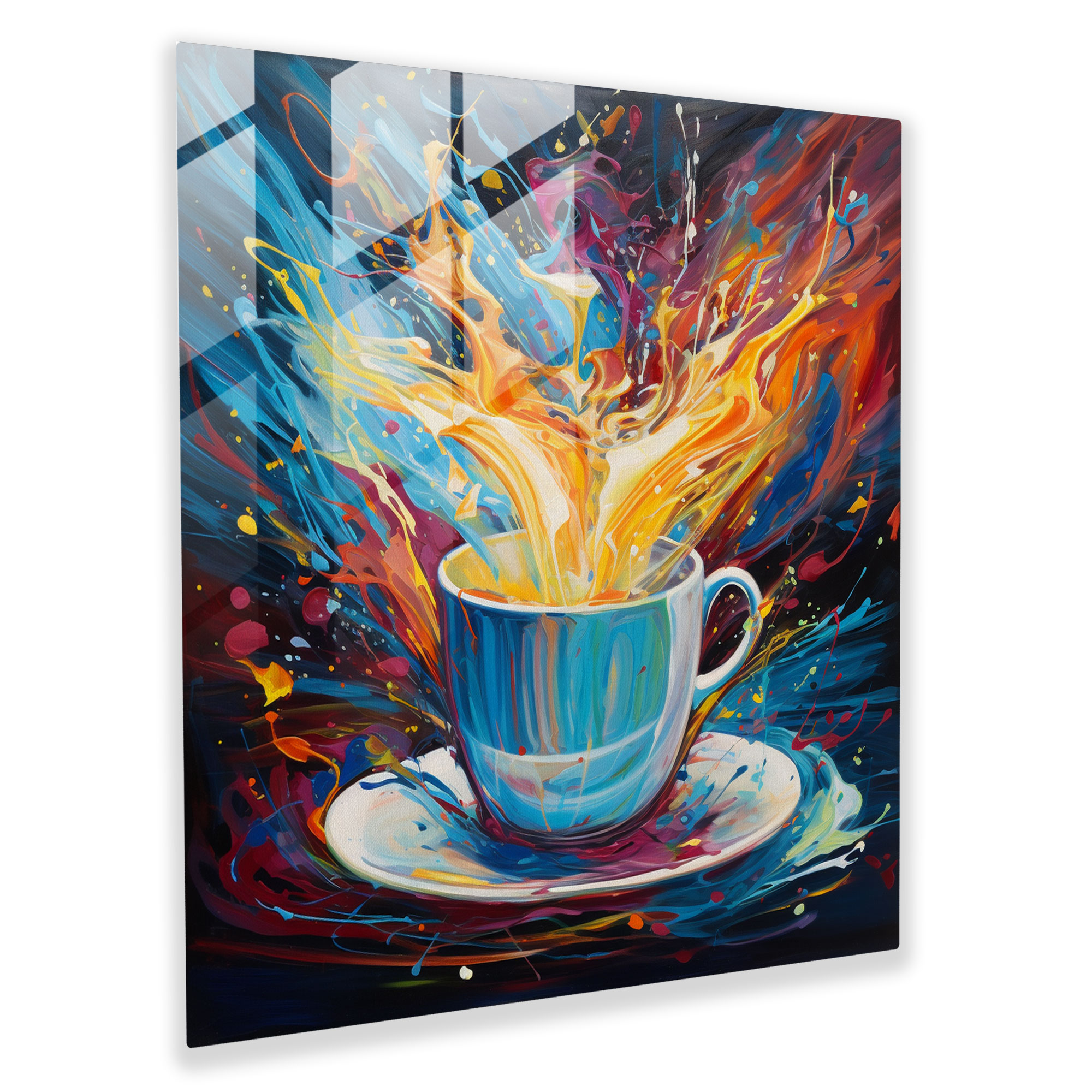 Coffee Art Glass Print - Coffee, Coffee Theme, Vibrant Colors, Home Decoration
