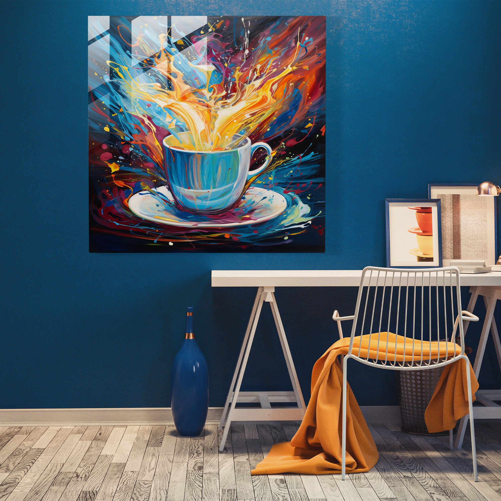 Coffee Art Glass Print - Coffee, Coffee Theme, Vibrant Colors, Home Decoration