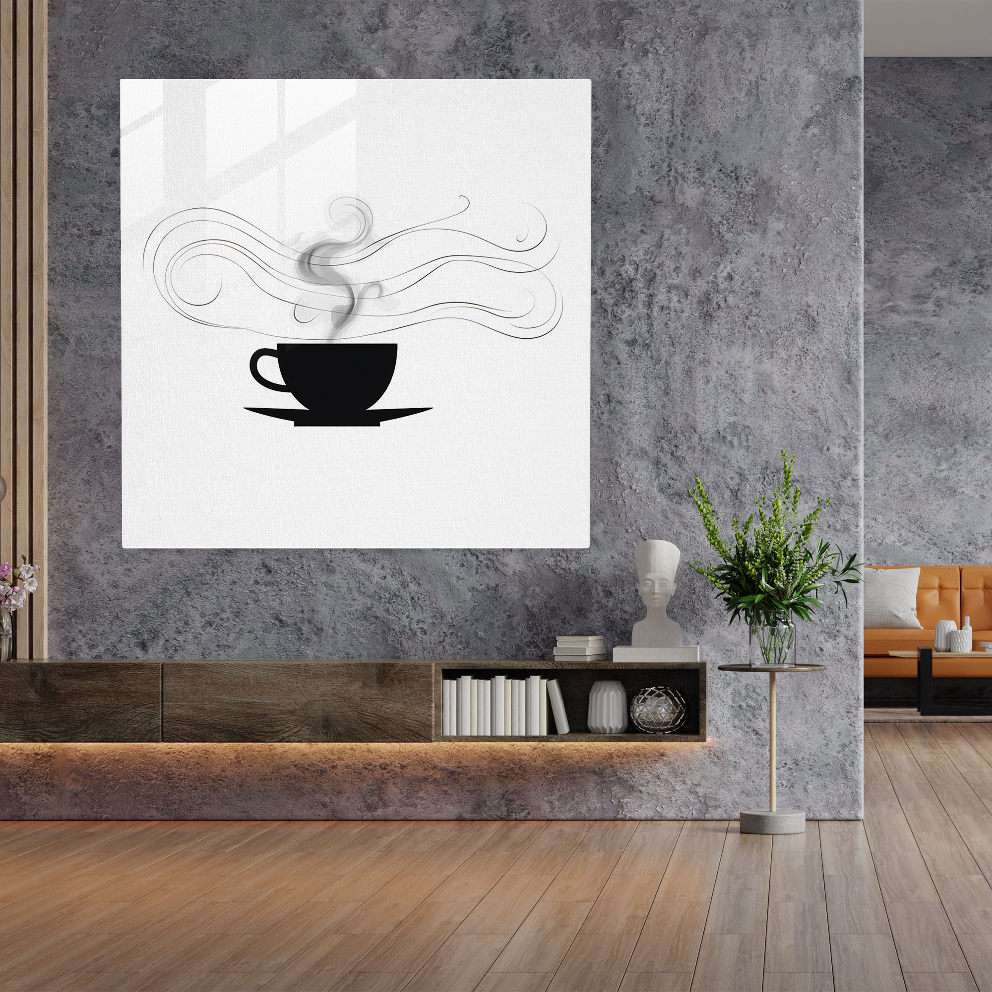 Coffee Minimalist Glass Print - Coffee, Glass Wall Art, Modern Art, Glass Print