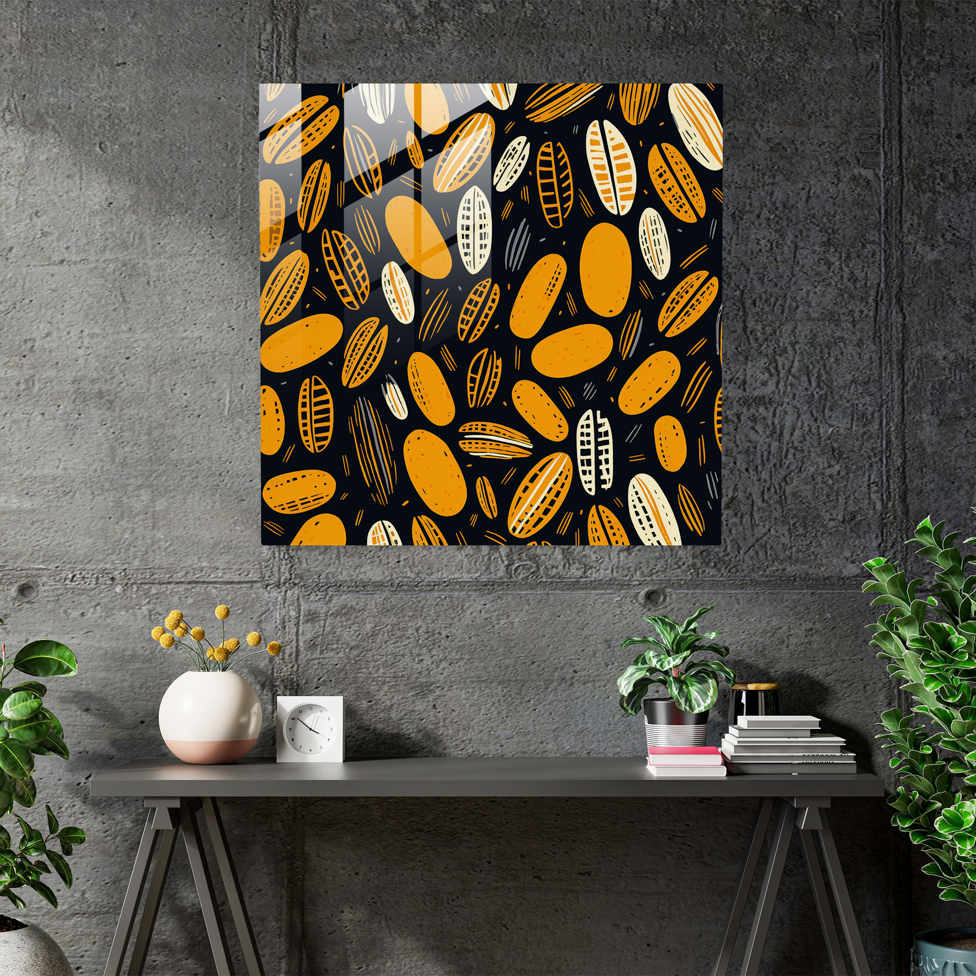 Coffee Bean Graphic Glass Print - Coffee, Wall Decoration, Glass Art, Coffee Bean