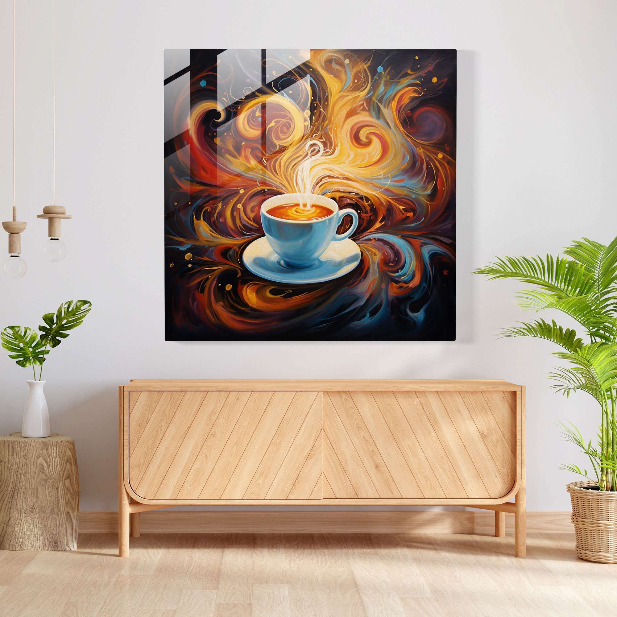 Coffee Energy - Modern Abstract Glass Print - Coffee, Steam, Coffee Energy, Glass Art