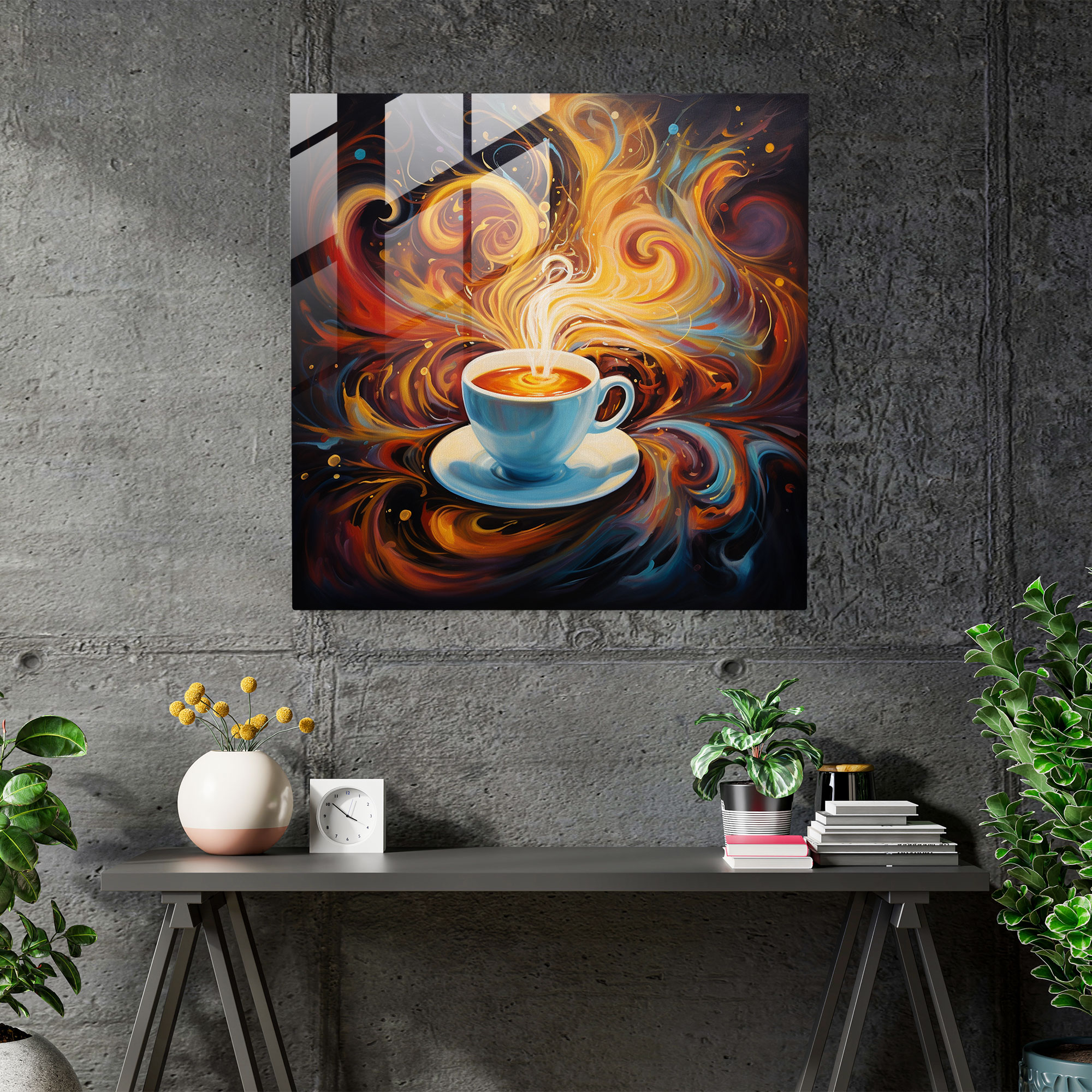 Coffee Energy - Modern Abstract Glass Print - Coffee, Steam, Coffee Energy, Glass Art