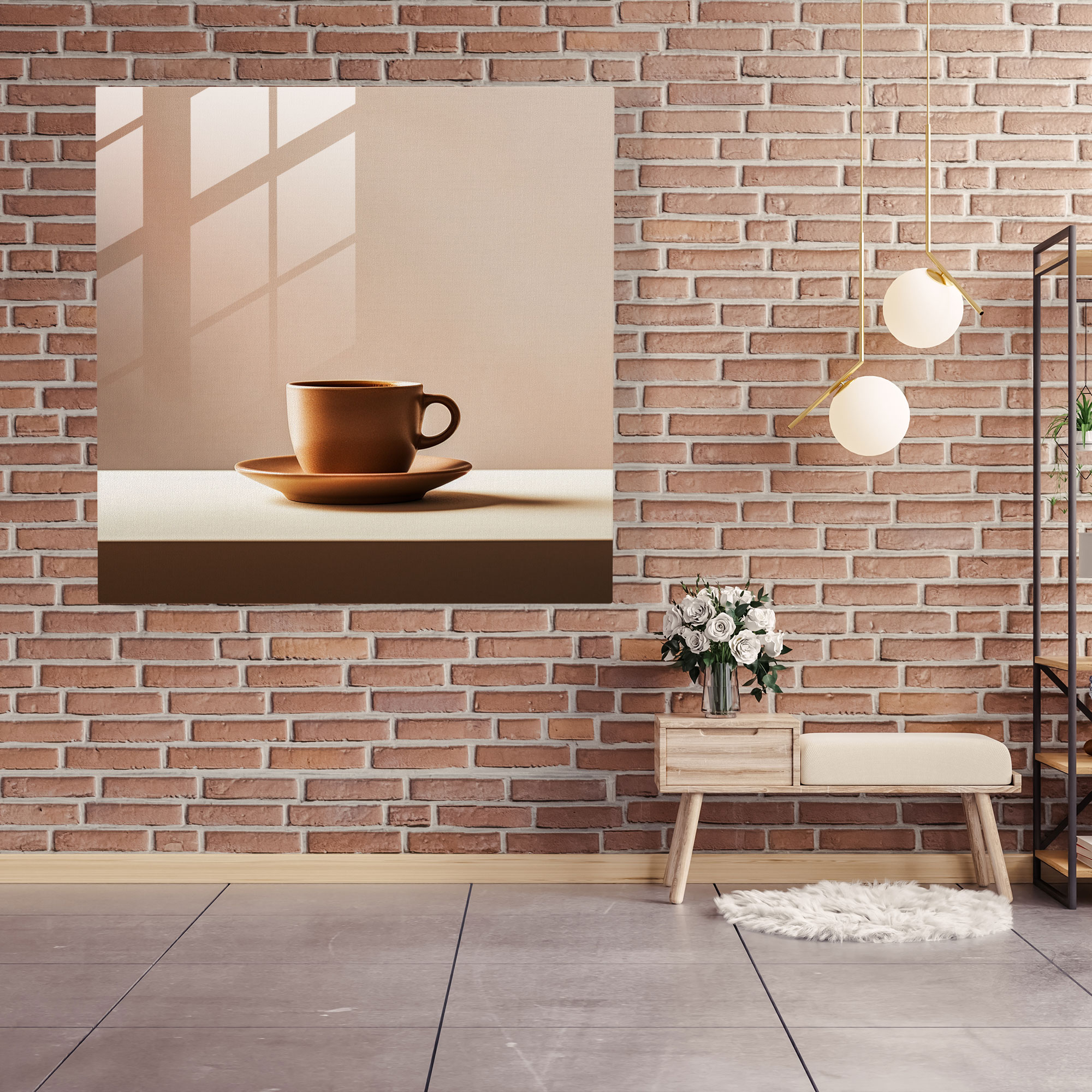 Sadelik Kahvesi - Minimalist Cam Tablo - Kahve Sadelik Ev Dekorasyonu Demlenmiş Kahve