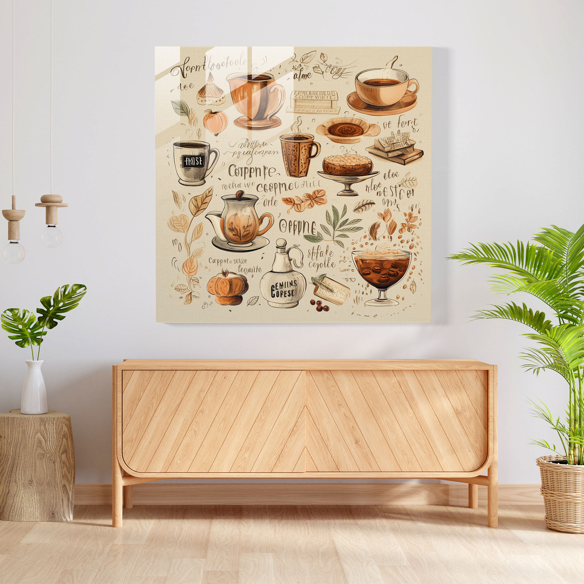 Coffee Quotes Collage Glass Print - Coffee, Coffee Quotes, Glass Wall Art, Coffee