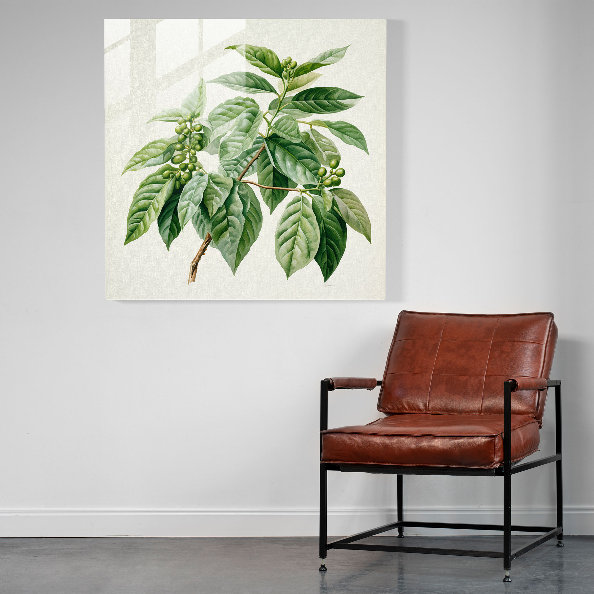 Coffee Plant Watercolor Glass Print - Coffee, Glass Art, Leaves, Watercolor Painting