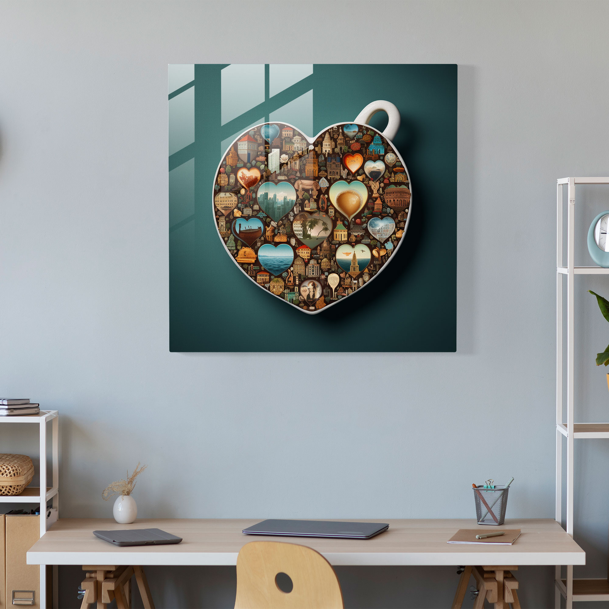 Global Coffee Cups Glass Print - Coffee, Home Decoration, Wall Decoration, Coffee