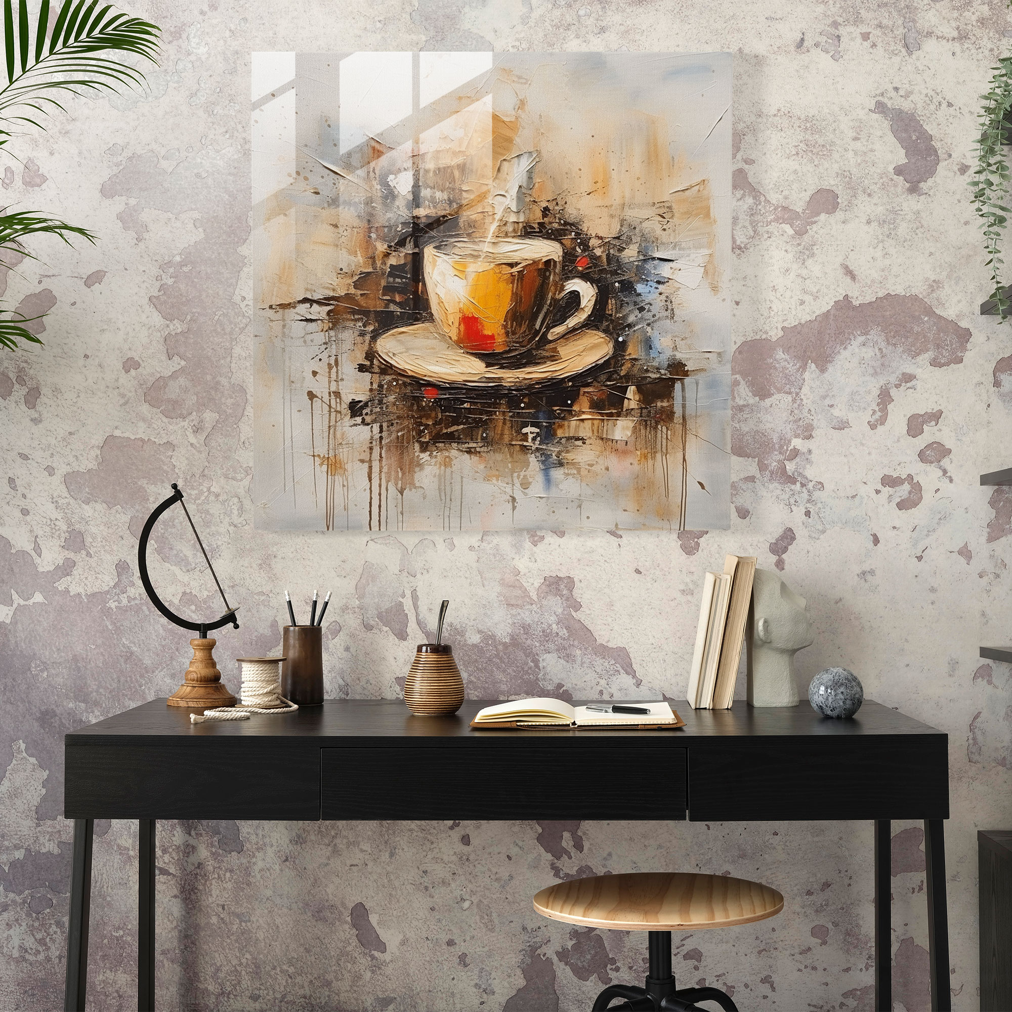 Expressive Coffee Art Glass Print - Coffee, Home Decoration, Glass Wall Art, Modern Art