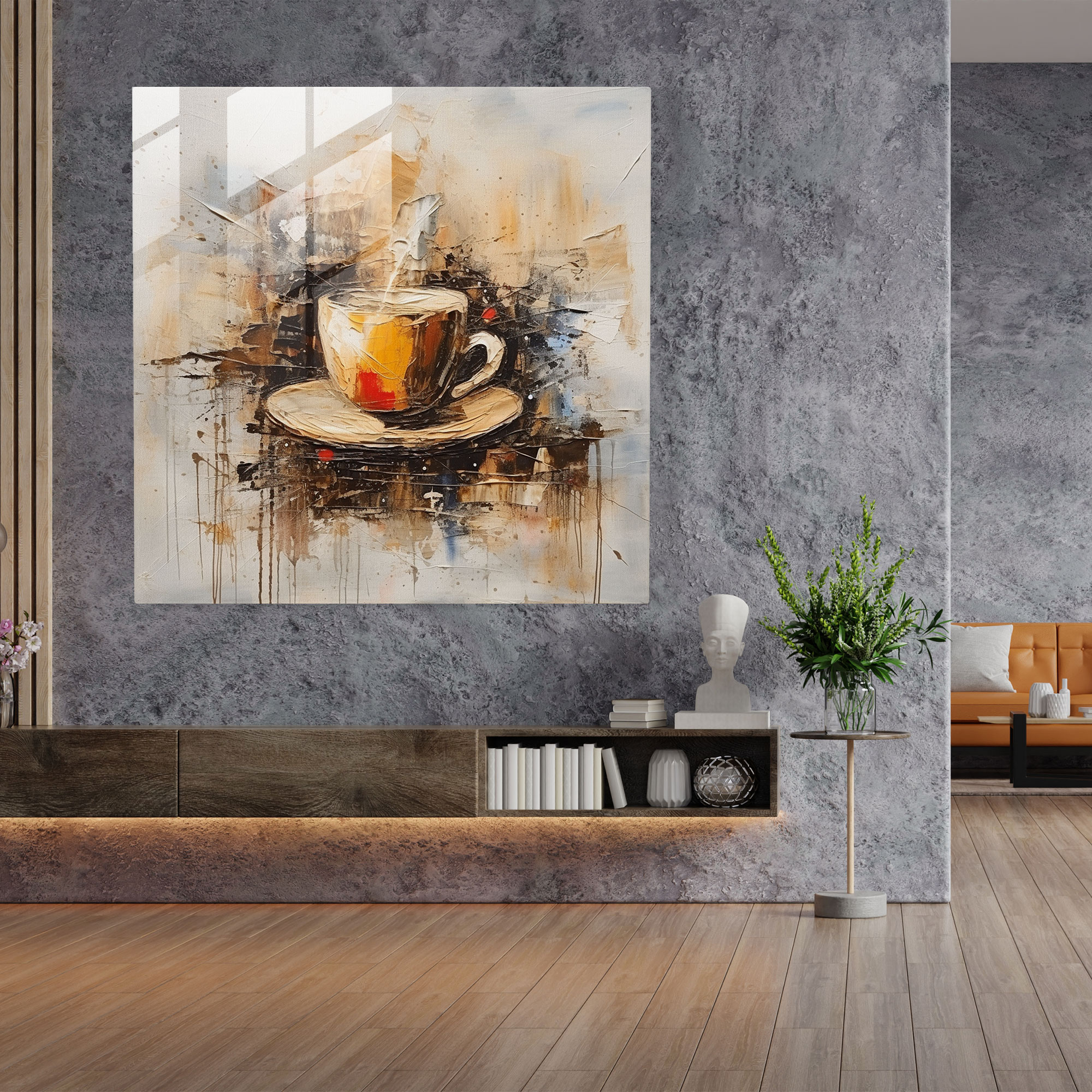 Expressive Coffee Art Glass Print - Coffee, Home Decoration, Glass Wall Art, Modern Art