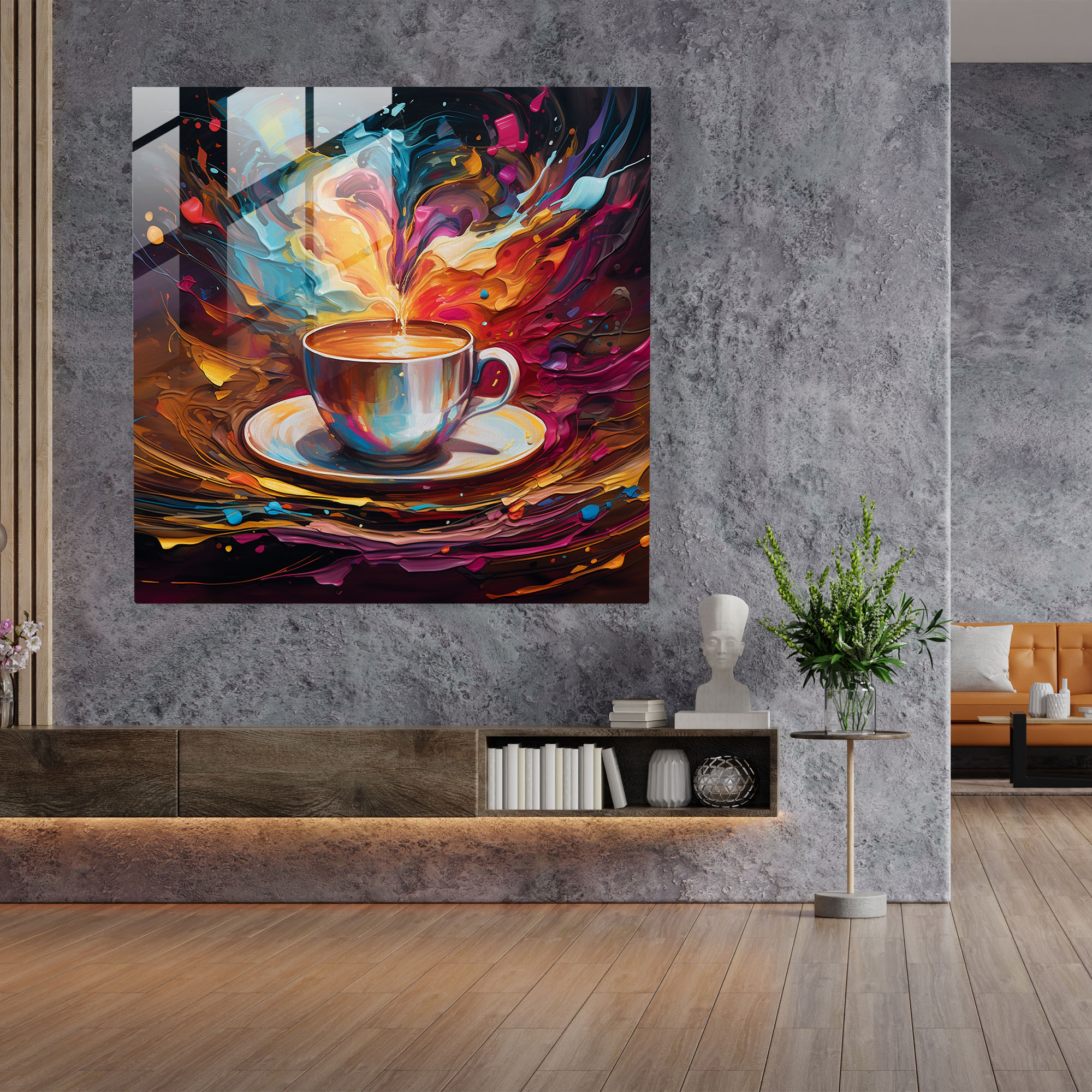 Coffee Abstract Glass Print - Coffee, Glass Print, Glass Wall Art, Wall Decoration